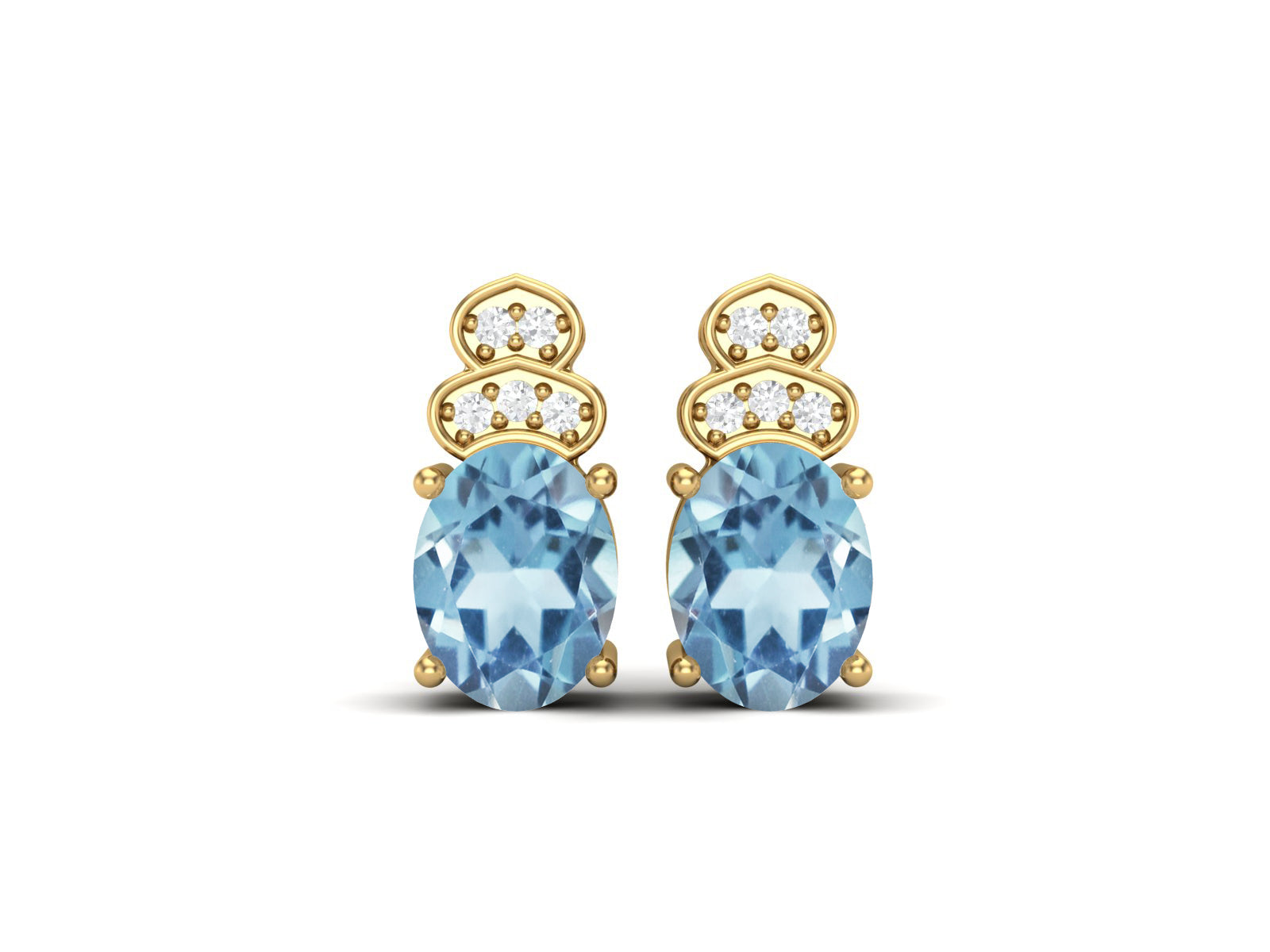 Aquamarine Vintage Inspired Three-Stone Earrings – Sterling Silver