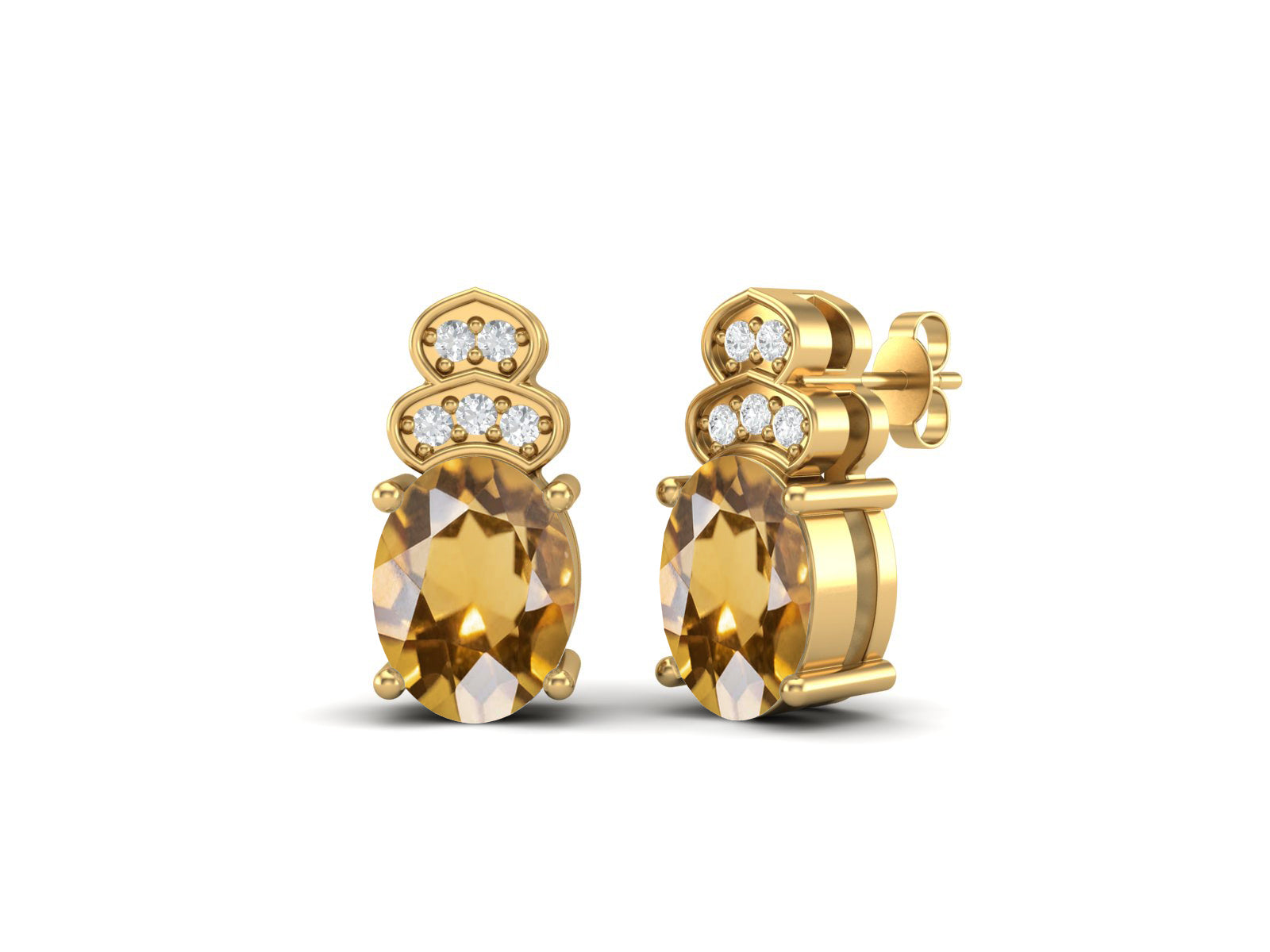 Citrine Vintage Inspired Three-Stone Earrings – Sterling Silver