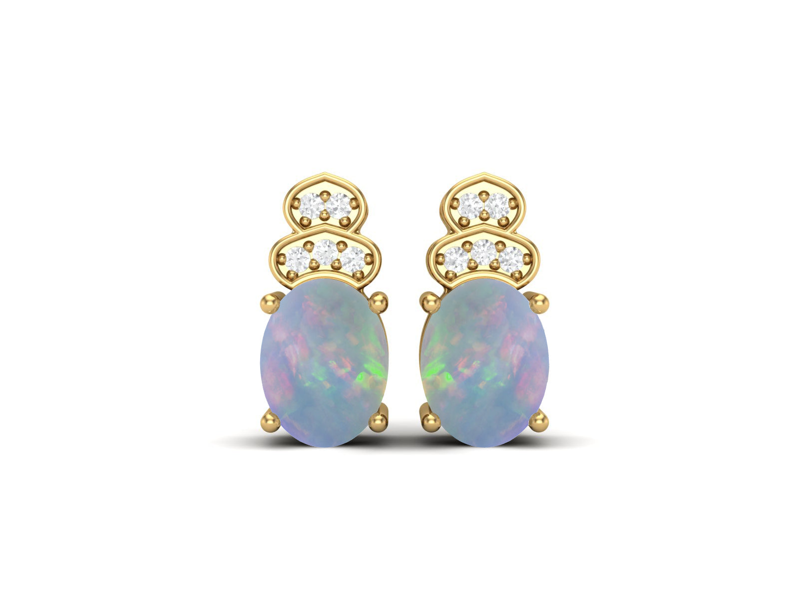 Opal Vintage Inspired Three-Stone Earrings – Sterling Silver