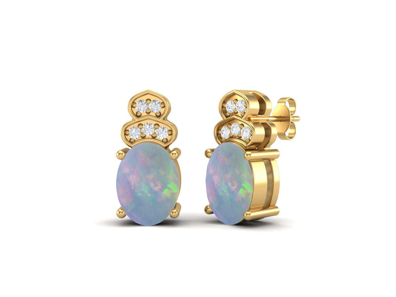 Opal Vintage Inspired Three-Stone Earrings – Sterling Silver