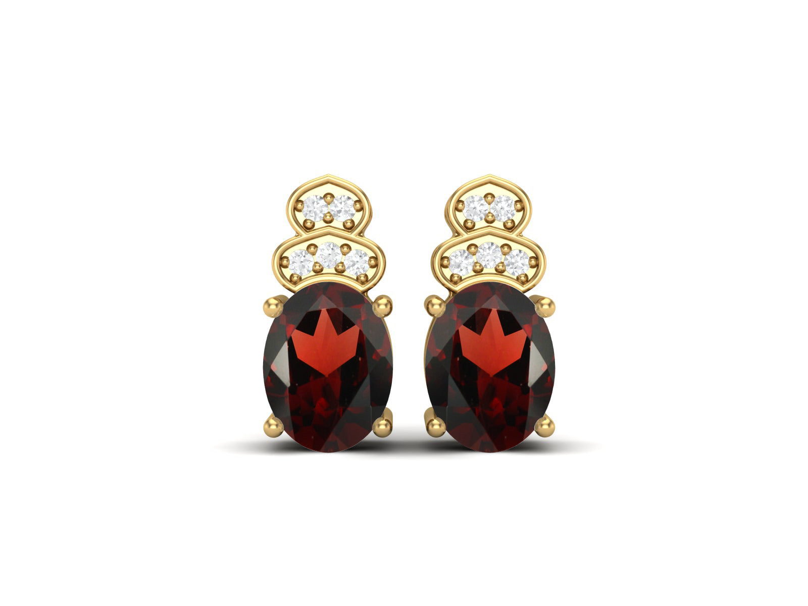 Garnet Vintage Inspired Three-Stone Earrings – Sterling Silver