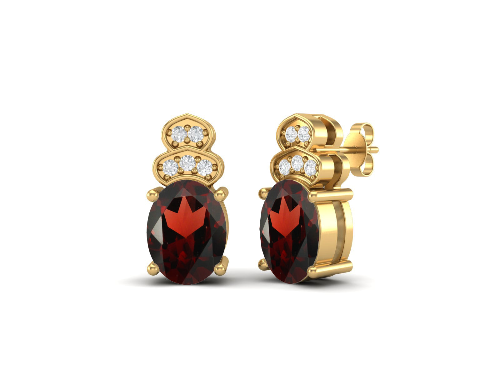 Garnet Vintage Inspired Three-Stone Earrings – Sterling Silver