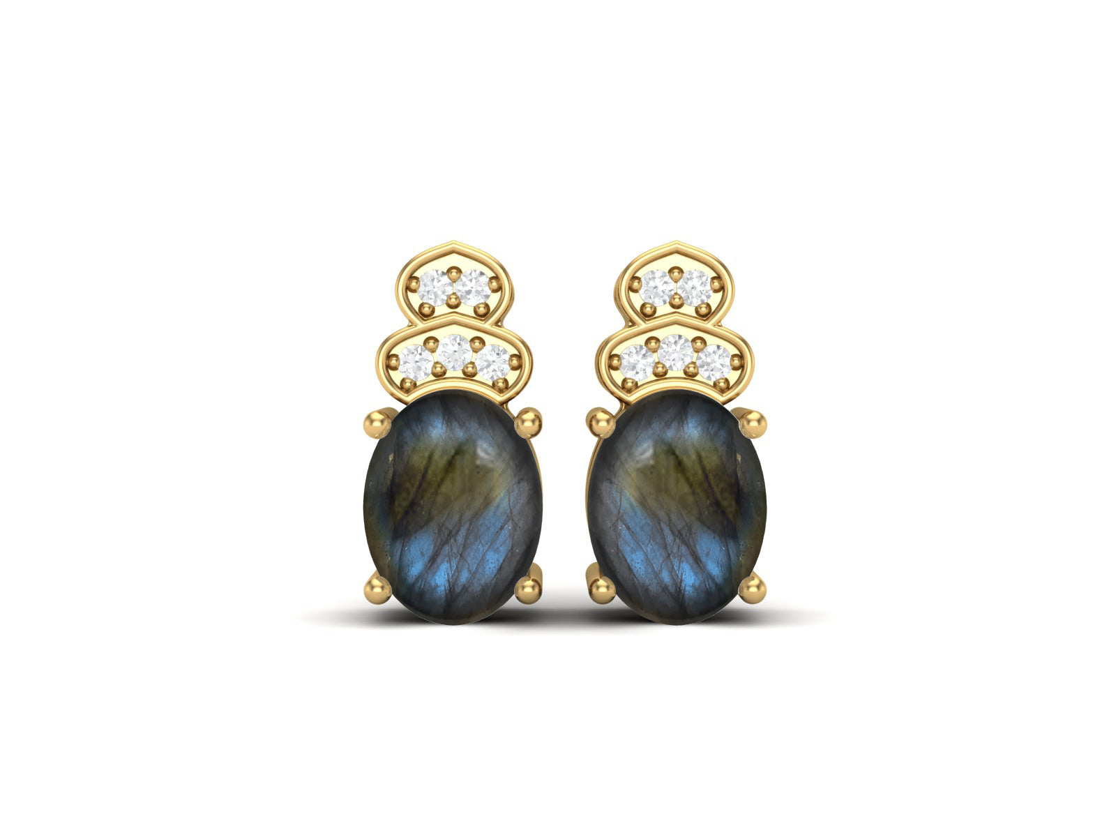 Labradorite Vintage Inspired Three-Stone Earrings – Sterling Silver