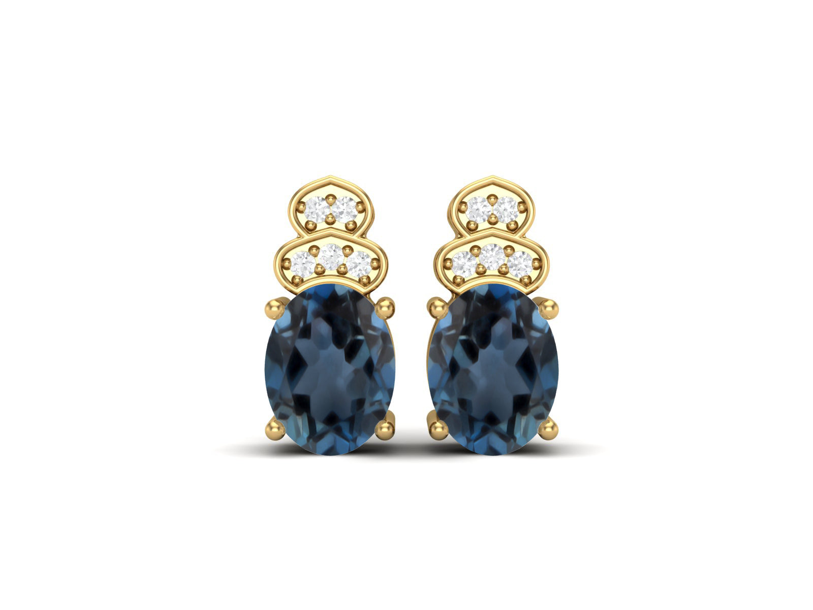 London Blue Topaz Vintage Inspired Three-Stone Earrings – Sterling Silver