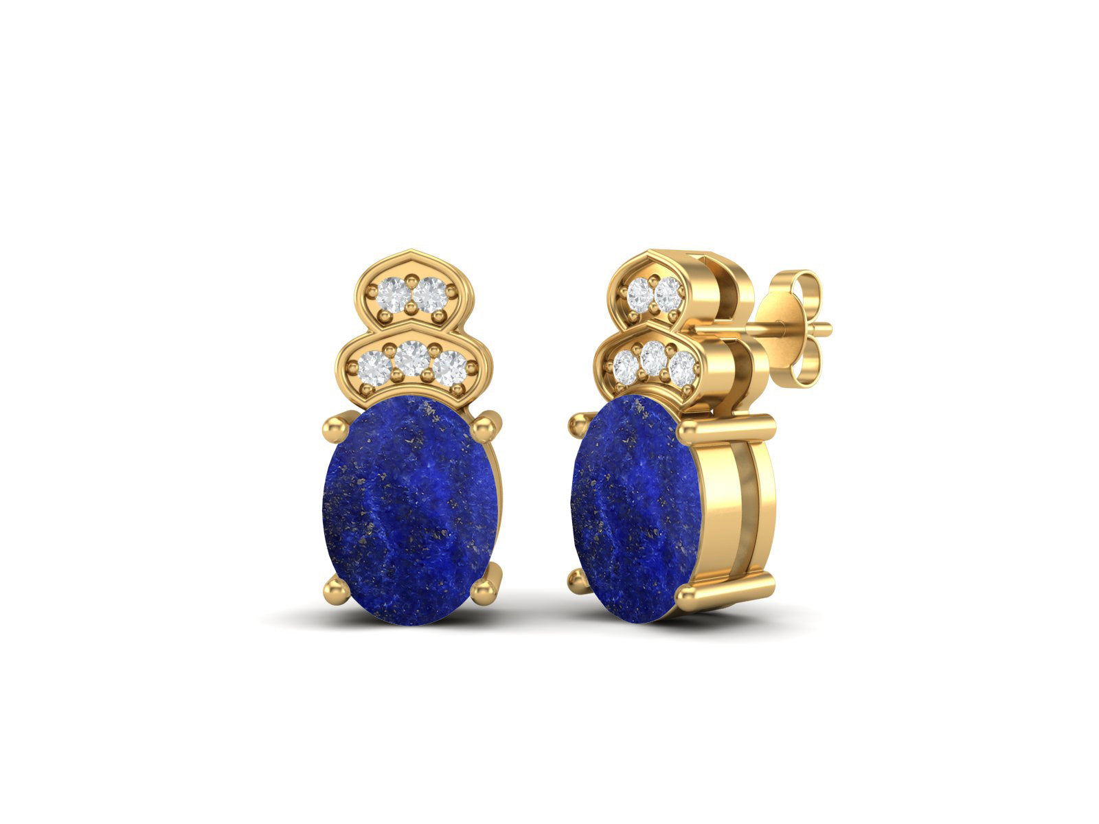 Lapis Vintage Inspired Three-Stone Earrings – Sterling Silver