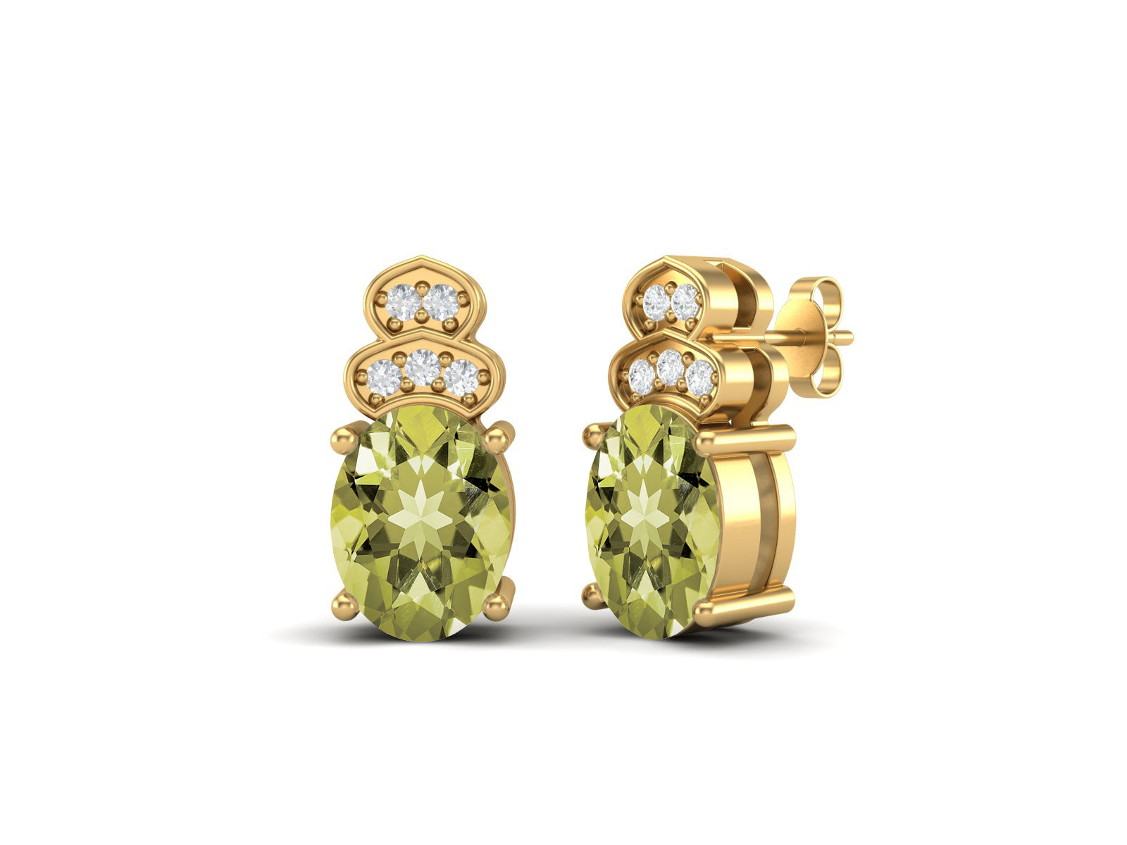 Lemon Quartz Vintage Inspired Three-Stone Earrings – Sterling Silver