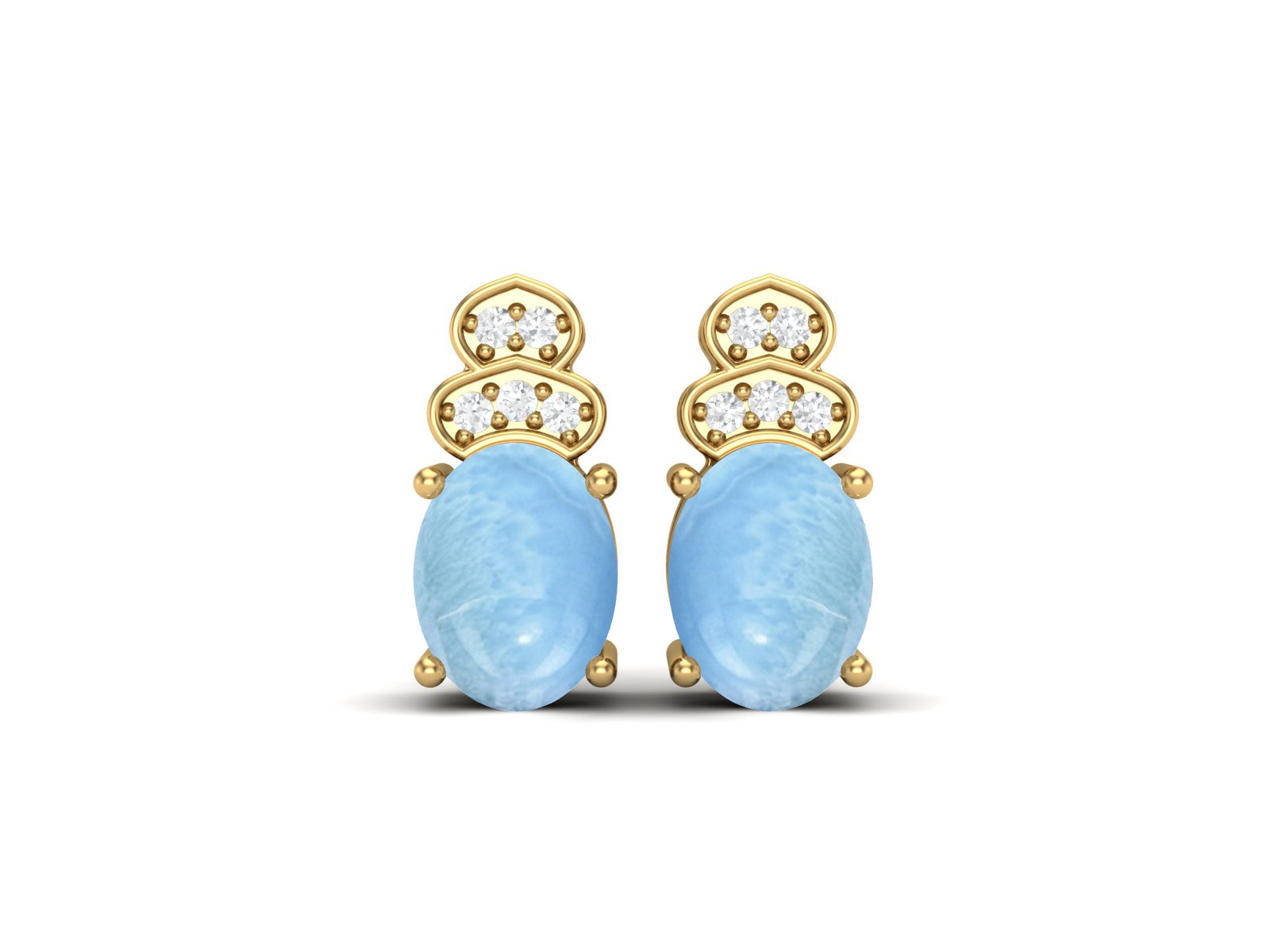 Larimar Vintage Inspired Three-Stone Earrings – Sterling Silver