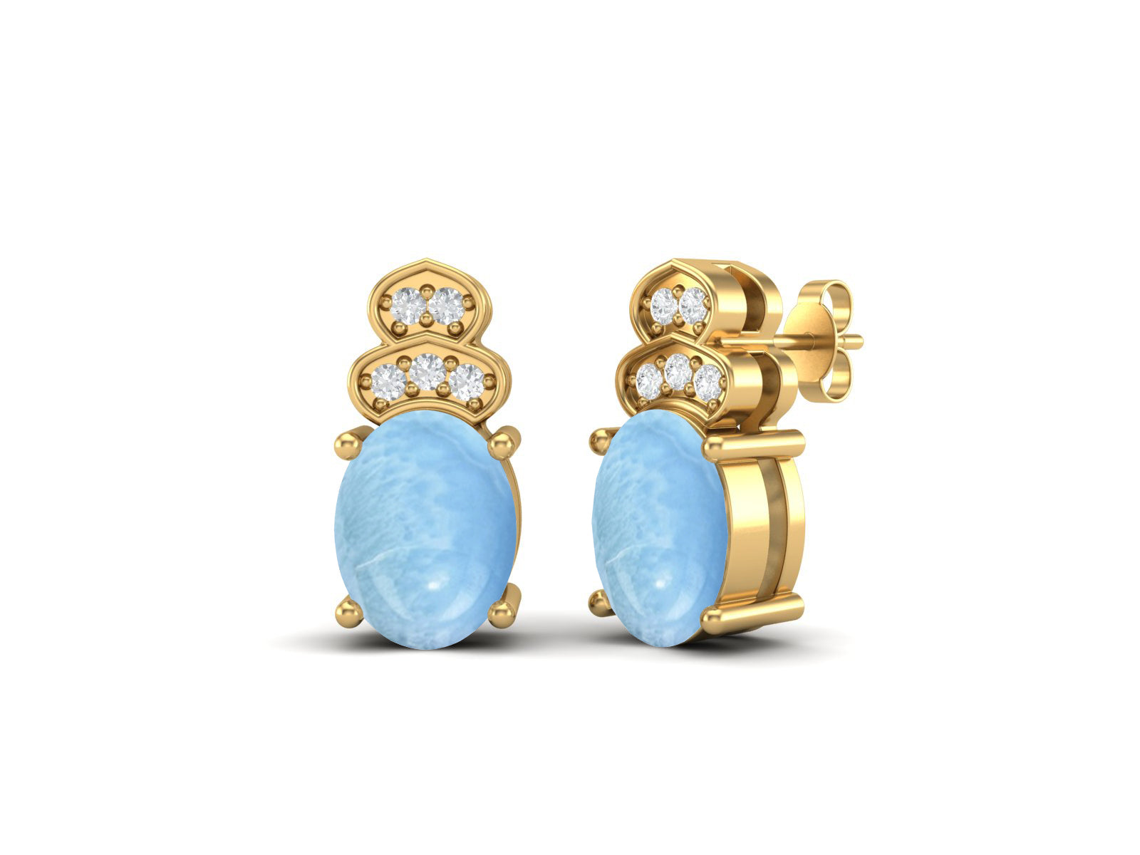 Larimar Vintage Inspired Three-Stone Earrings – Sterling Silver