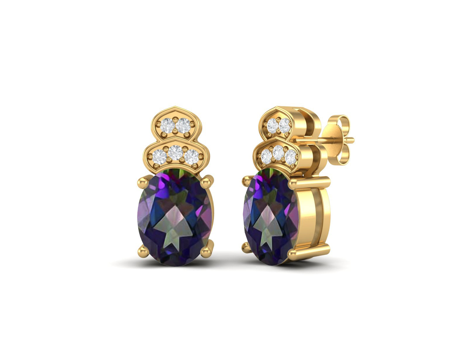 Mystic Topaz Vintage Inspired Three-Stone Earrings – Sterling Silver