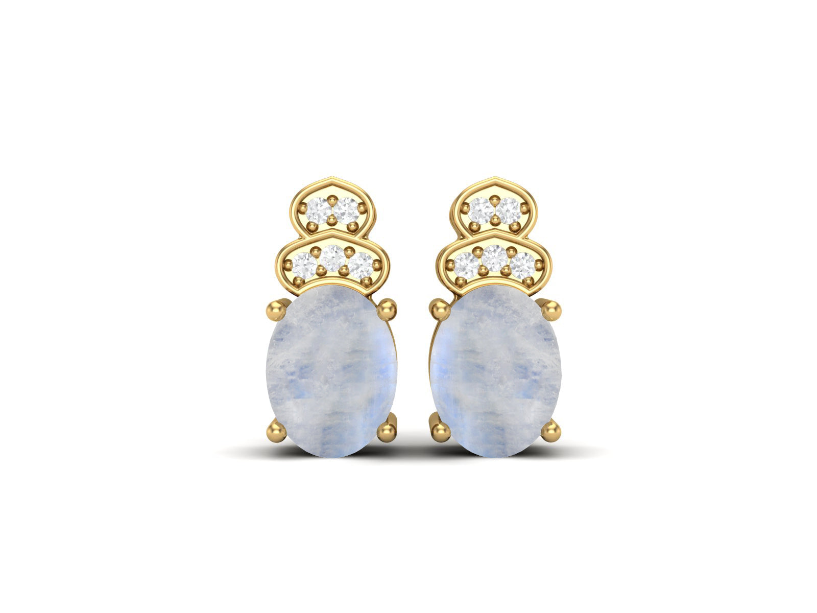 Orecchini a tre pietre di ispirazione vintage con pietra di luna - Argento Sterling
