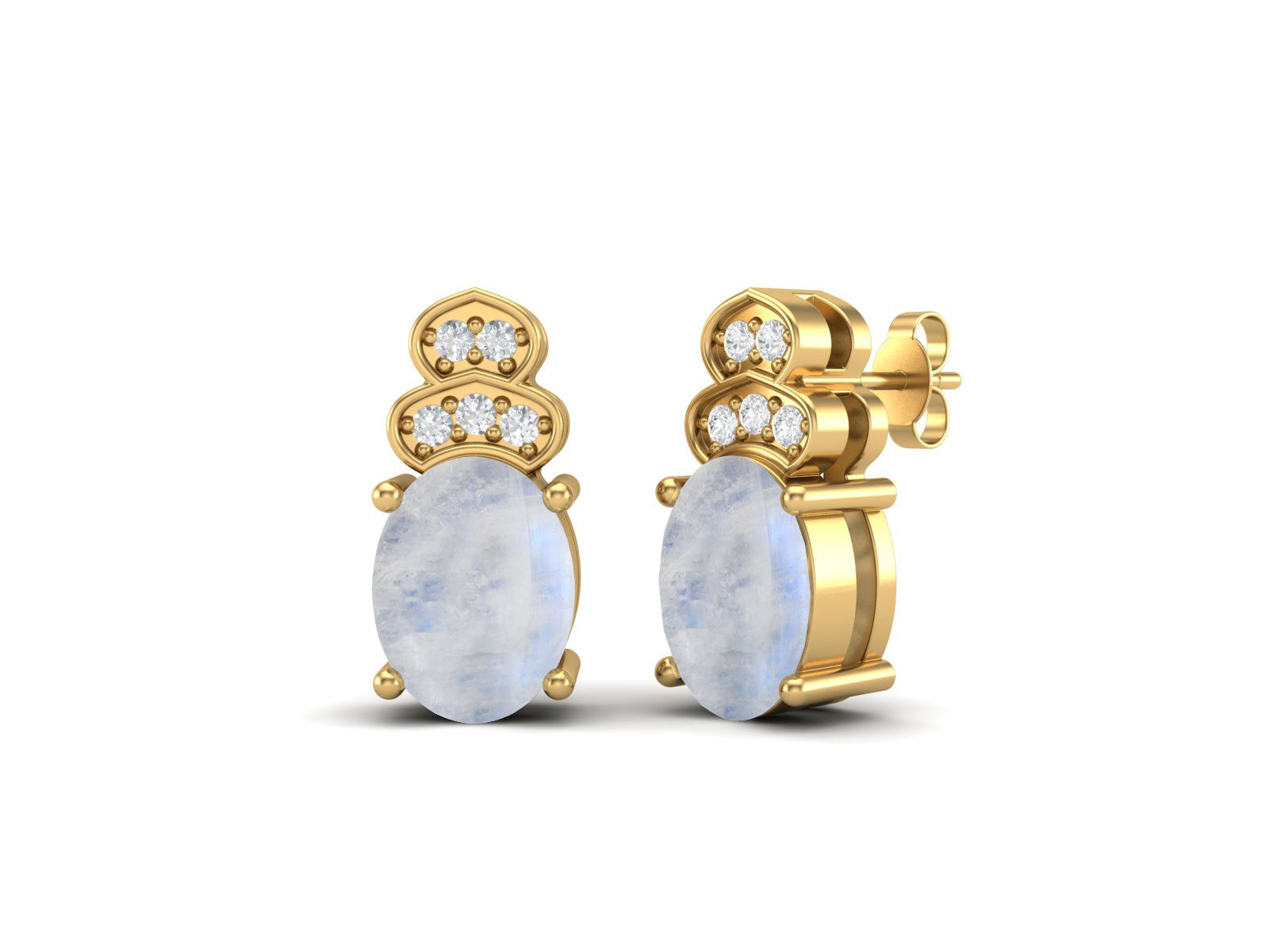 Orecchini a tre pietre di ispirazione vintage con pietra di luna - Argento Sterling