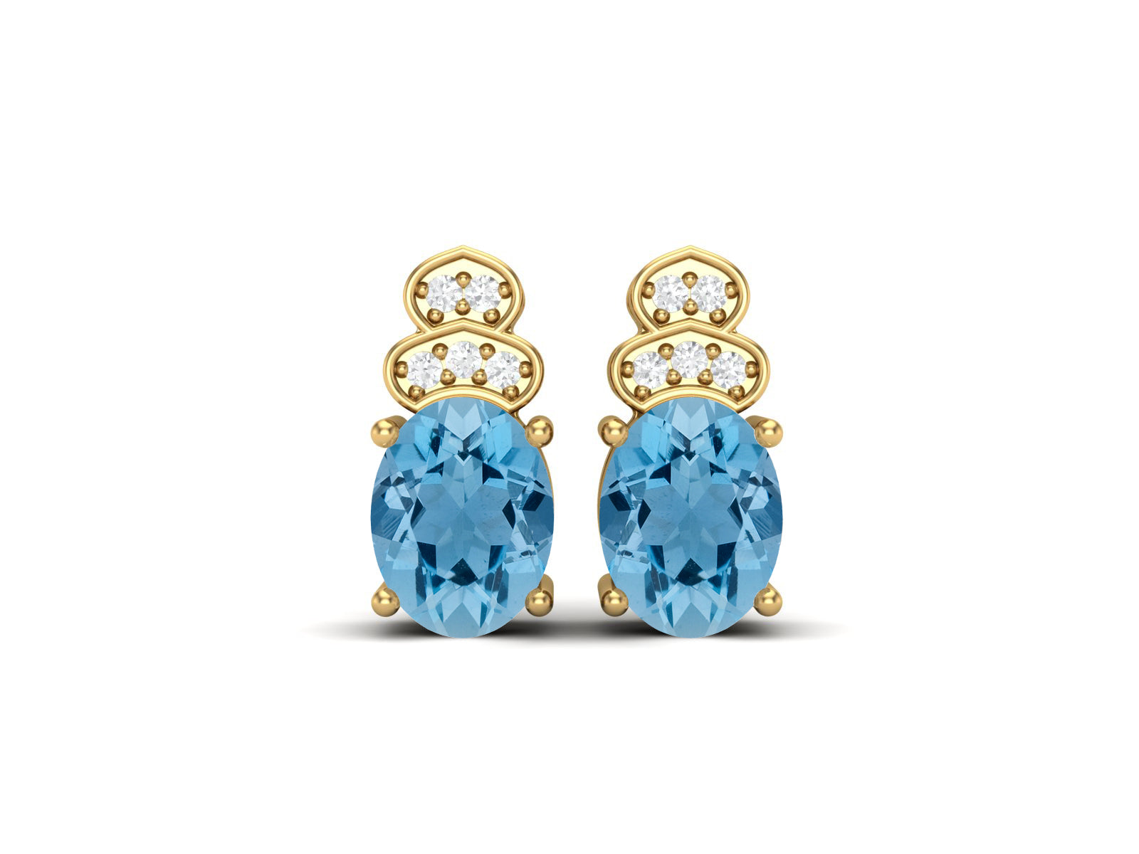 Swiss blue topaz Vintage Inspired Three-Stone Earrings – Sterling Silver