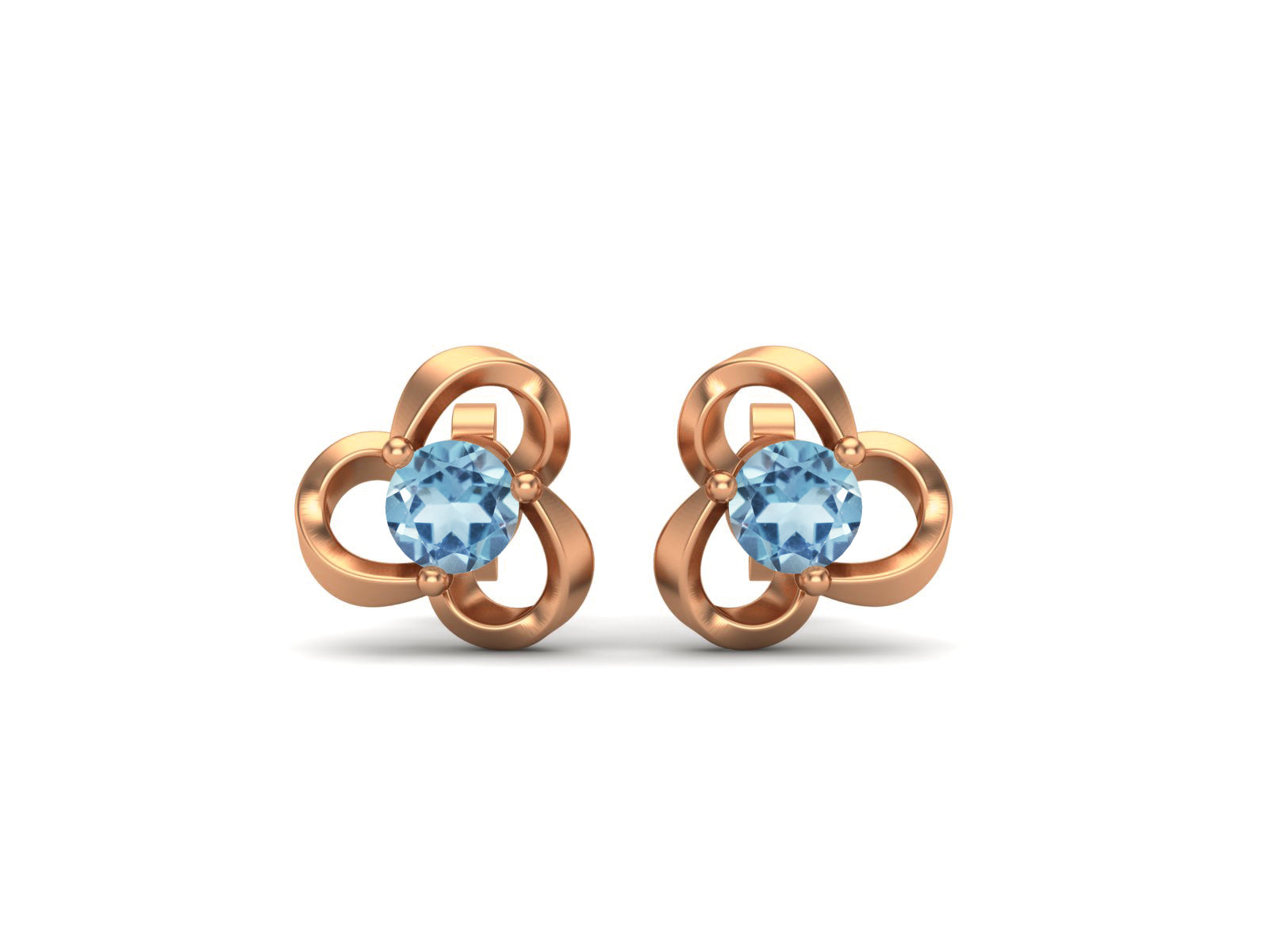 Blue Topaz Elegant Petal Embrace Floral Stud Earrings - Sterling Silver