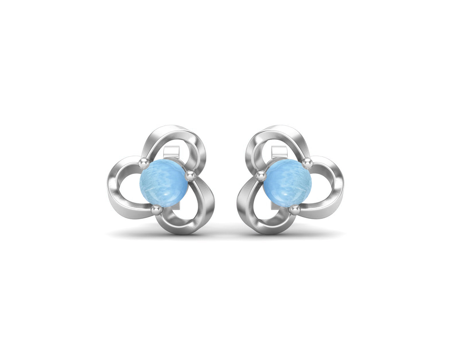 Larimar Elegant Petal Embrace Floral Stud Earrings - Sterling Silver