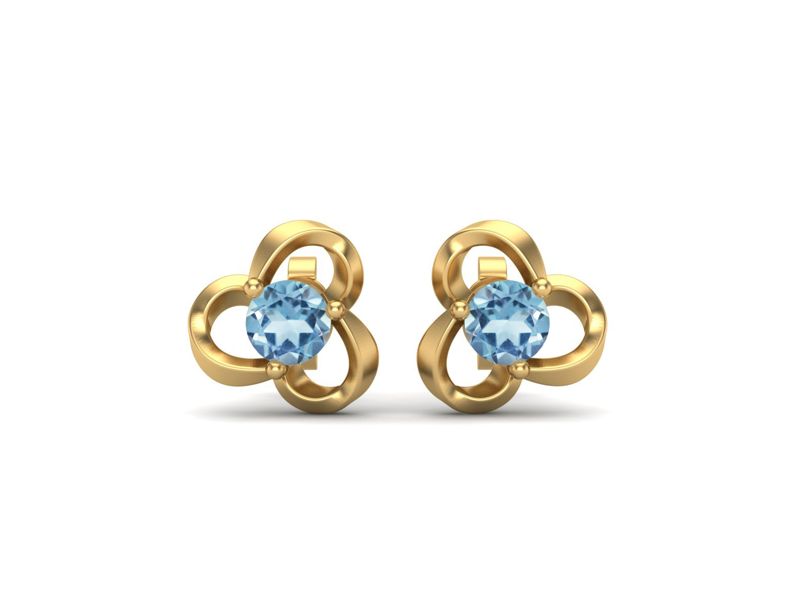 Blue Topaz Elegant Petal Embrace Floral Stud Earrings - Sterling Silver