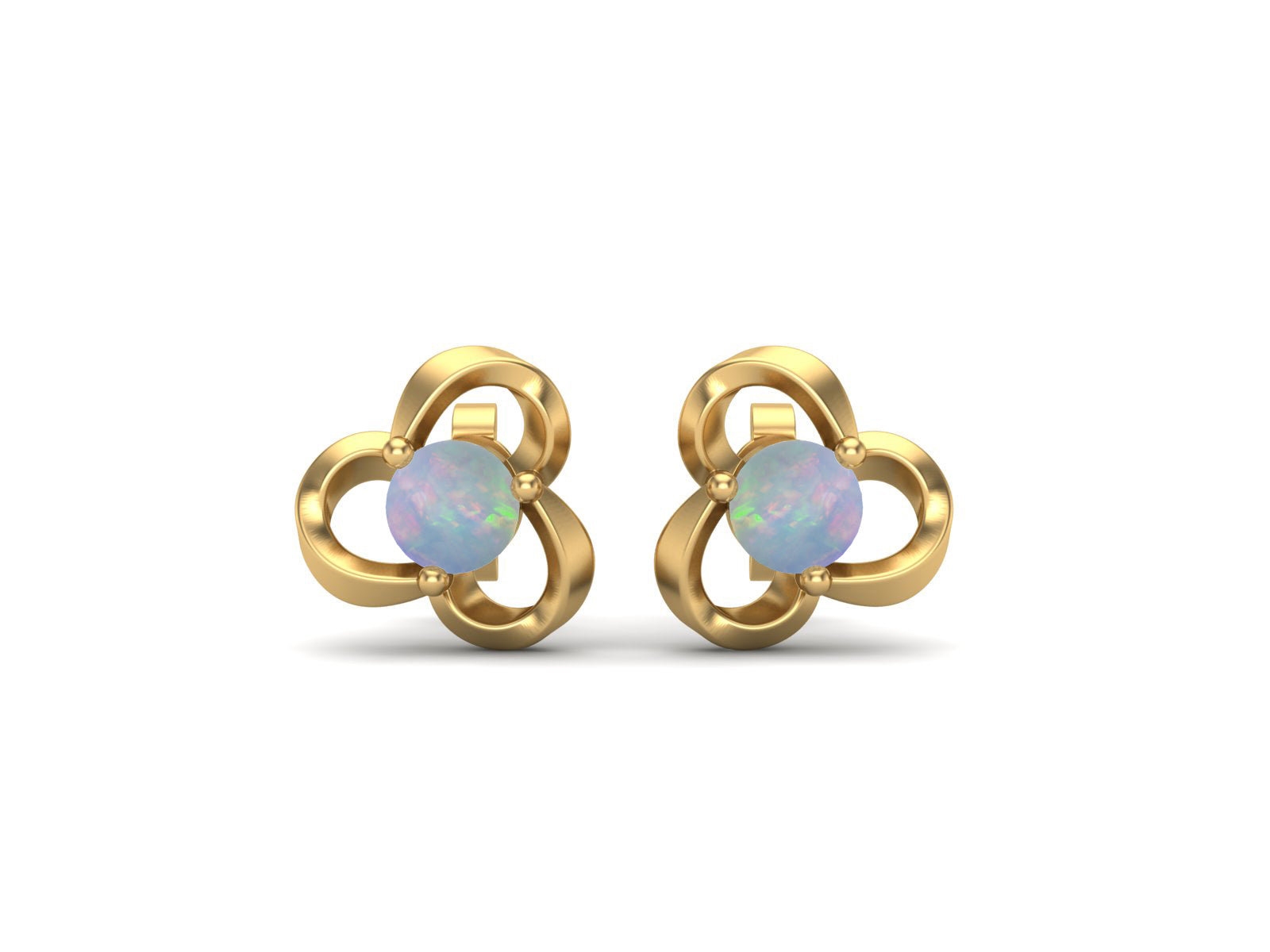 Opal Elegant Petal Embrace Floral Stud Earrings - Sterling Silver