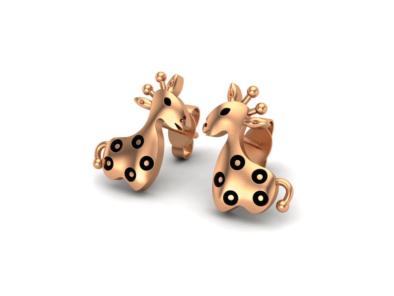 Giraffe Whimsical Safari Charm Earrings - Sterling Silver