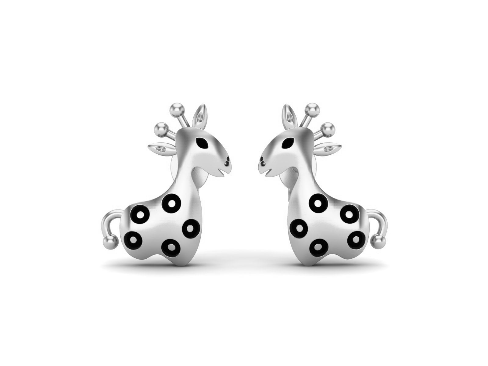 Giraffe Whimsical Safari Charm Earrings - Sterling Silver