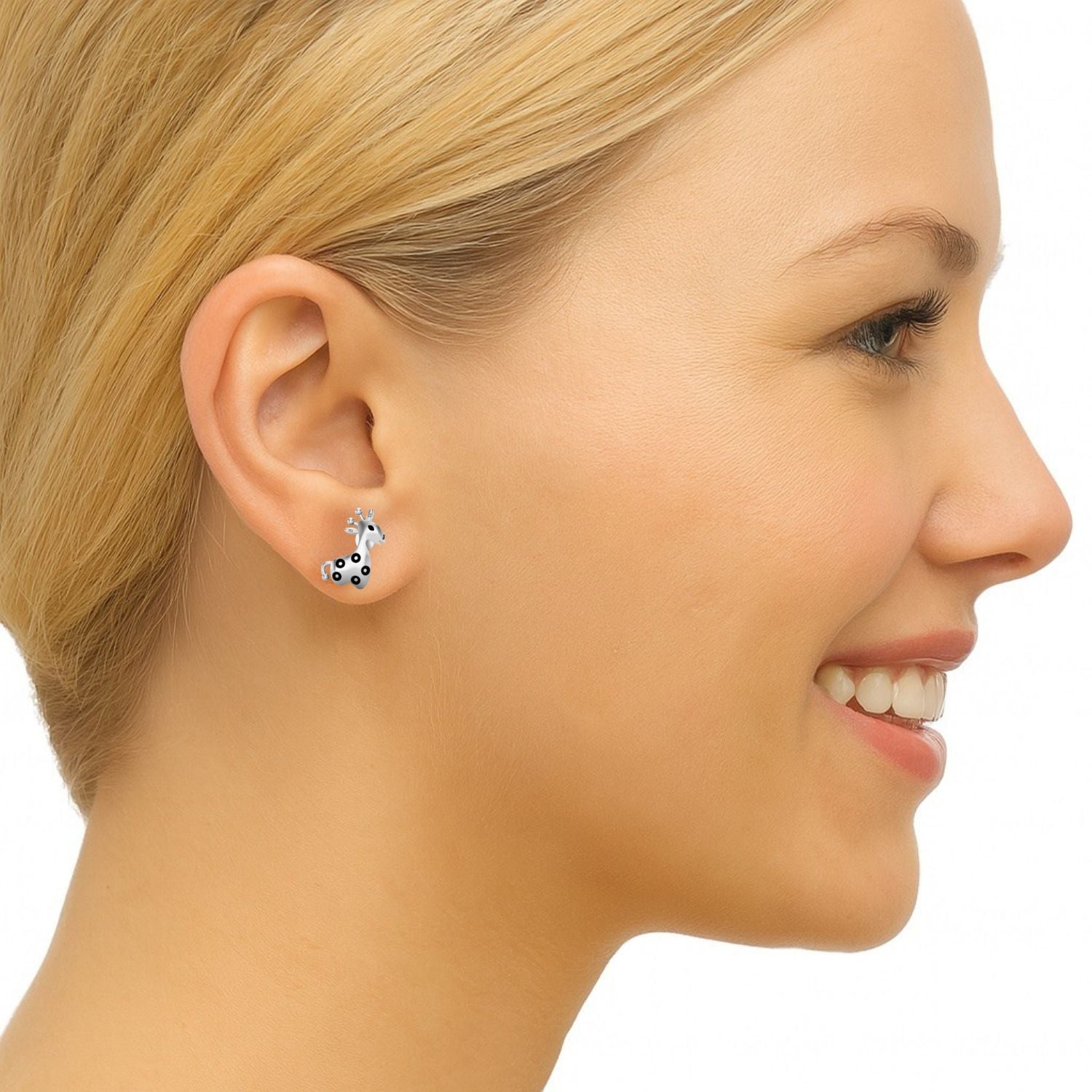 Giraffe Whimsical Safari Charm Earrings - Sterling Silver
