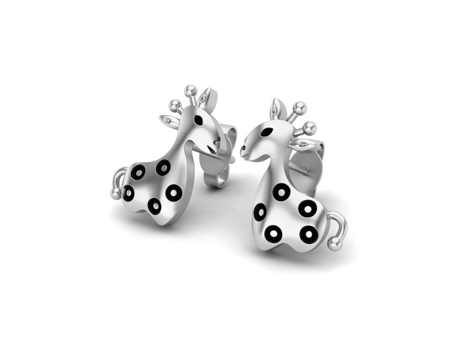Giraffe Whimsical Safari Charm Earrings - Sterling Silver