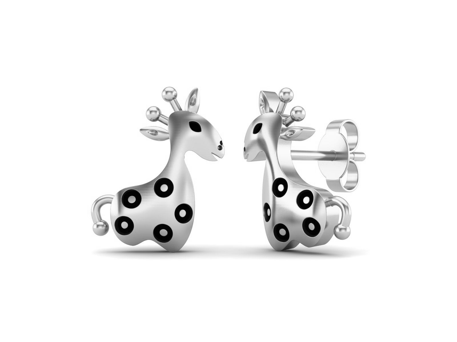 Giraffe Whimsical Safari Charm Earrings - Sterling Silver