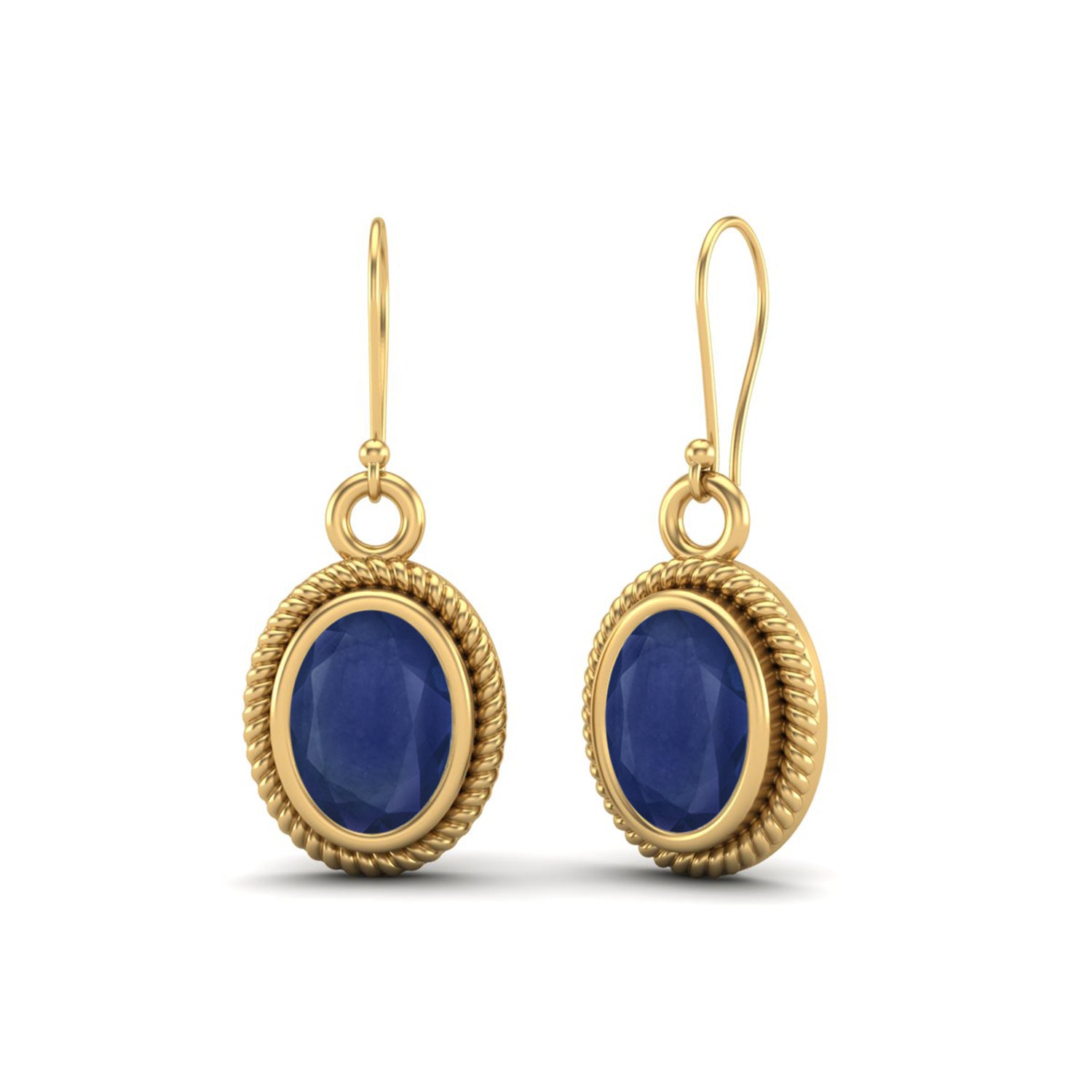 Blue Sapphire Twisted Rope Dangle Earrings - Sterling Silver