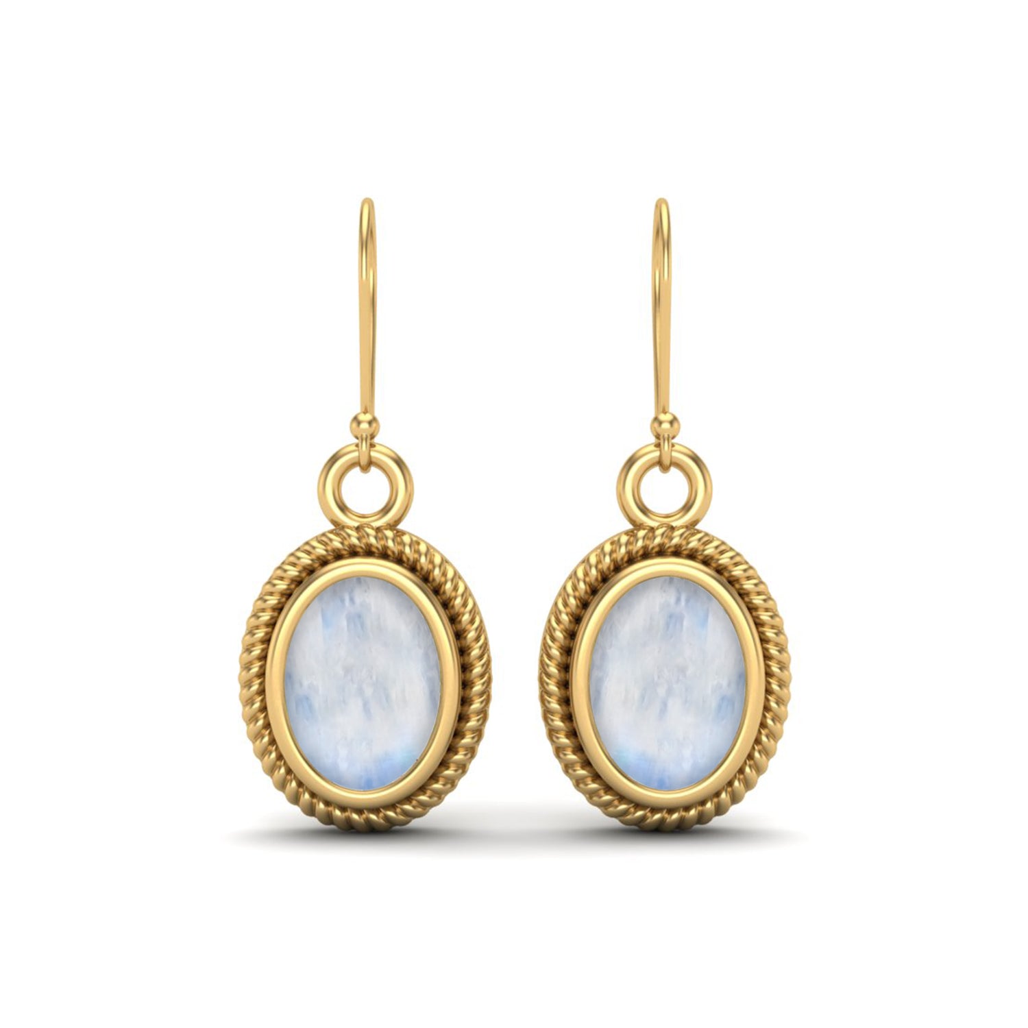 Moonstone Twisted Rope Dangle Earrings - Sterling Silver