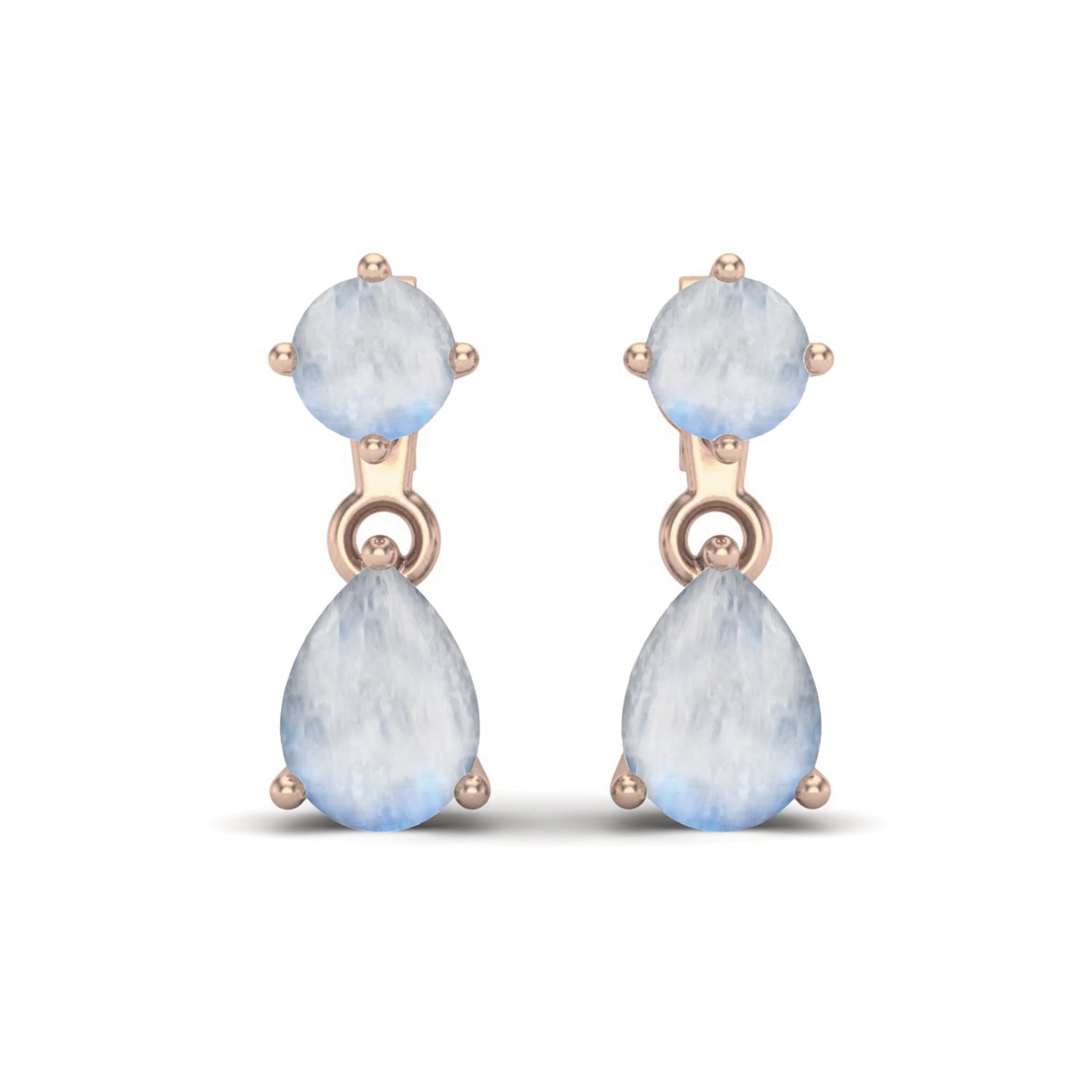 Orecchini a bottone in argento sterling 925 con pietra di luna naturale, orecchini di fidanzamento di design