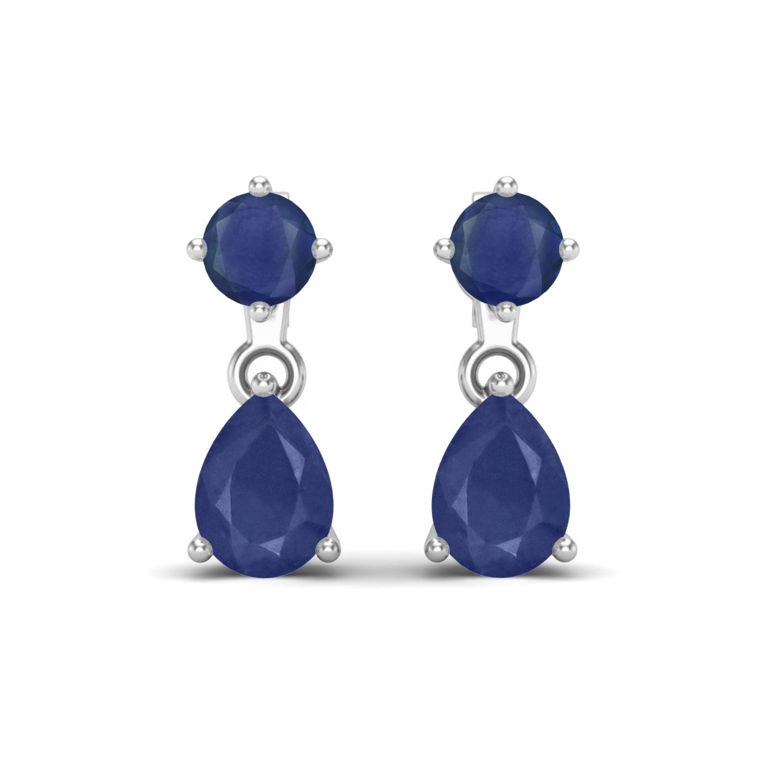 Blue Sapphire Dangle Earrings - Sterling Silver