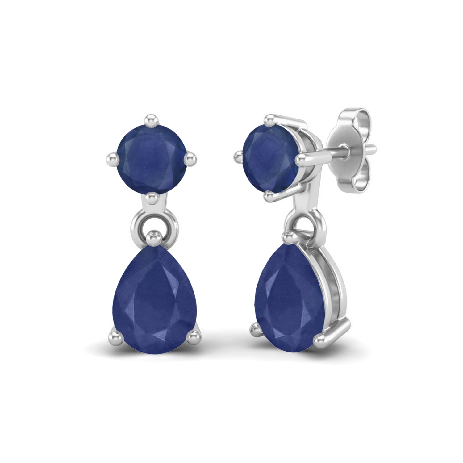 Blue Sapphire 2.08 Ct Pear Drop Dangle Earrings- 14k Yellow Gold