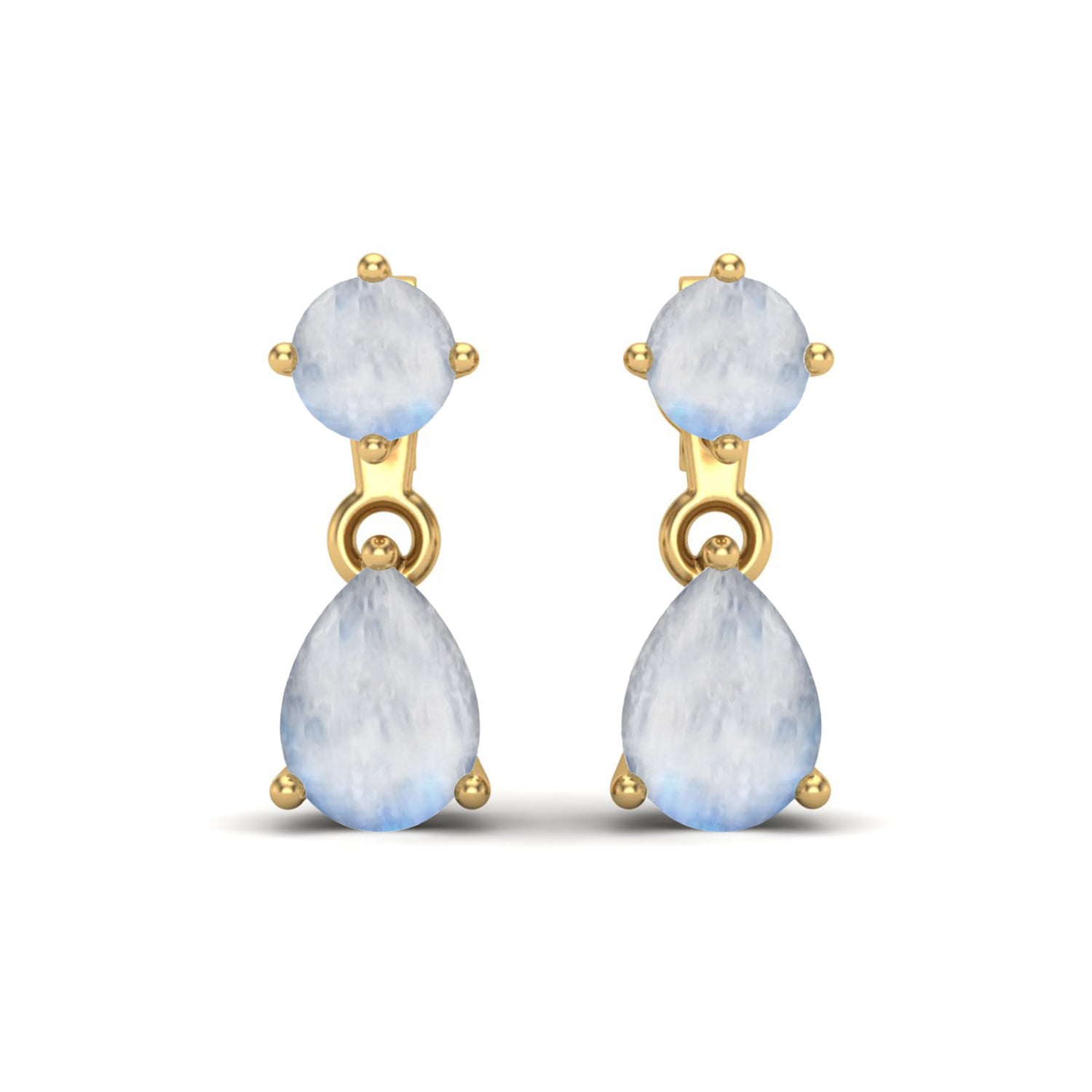 Orecchini a bottone in argento sterling 925 con pietra di luna naturale, orecchini di fidanzamento di design
