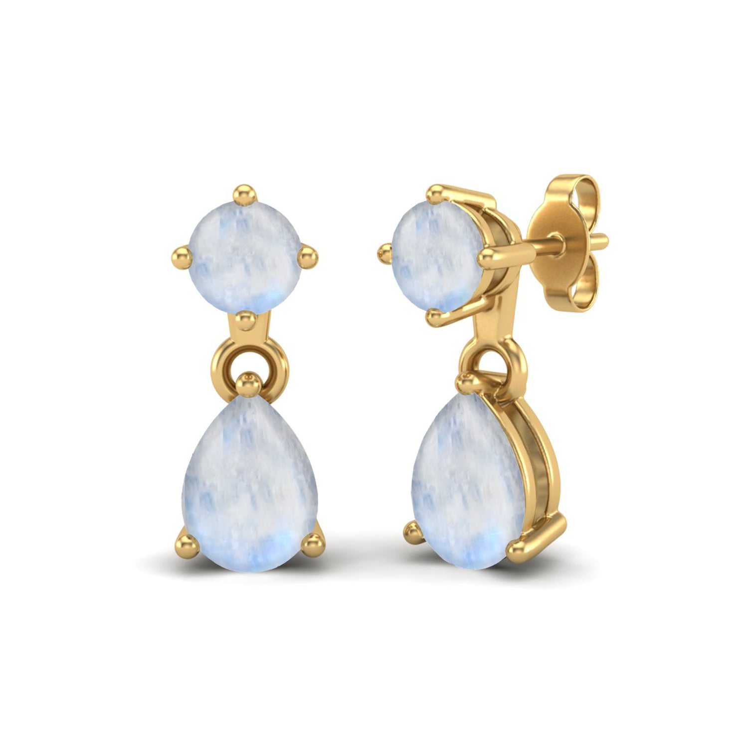 Orecchini a bottone in argento sterling 925 con pietra di luna naturale, orecchini di fidanzamento di design
