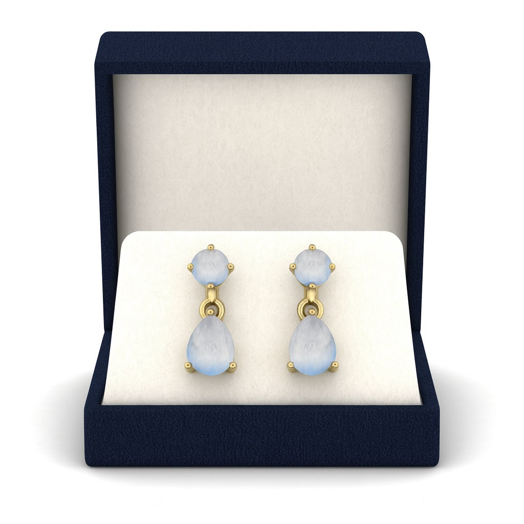 Orecchini a bottone in argento sterling 925 con pietra di luna naturale, orecchini di fidanzamento di design