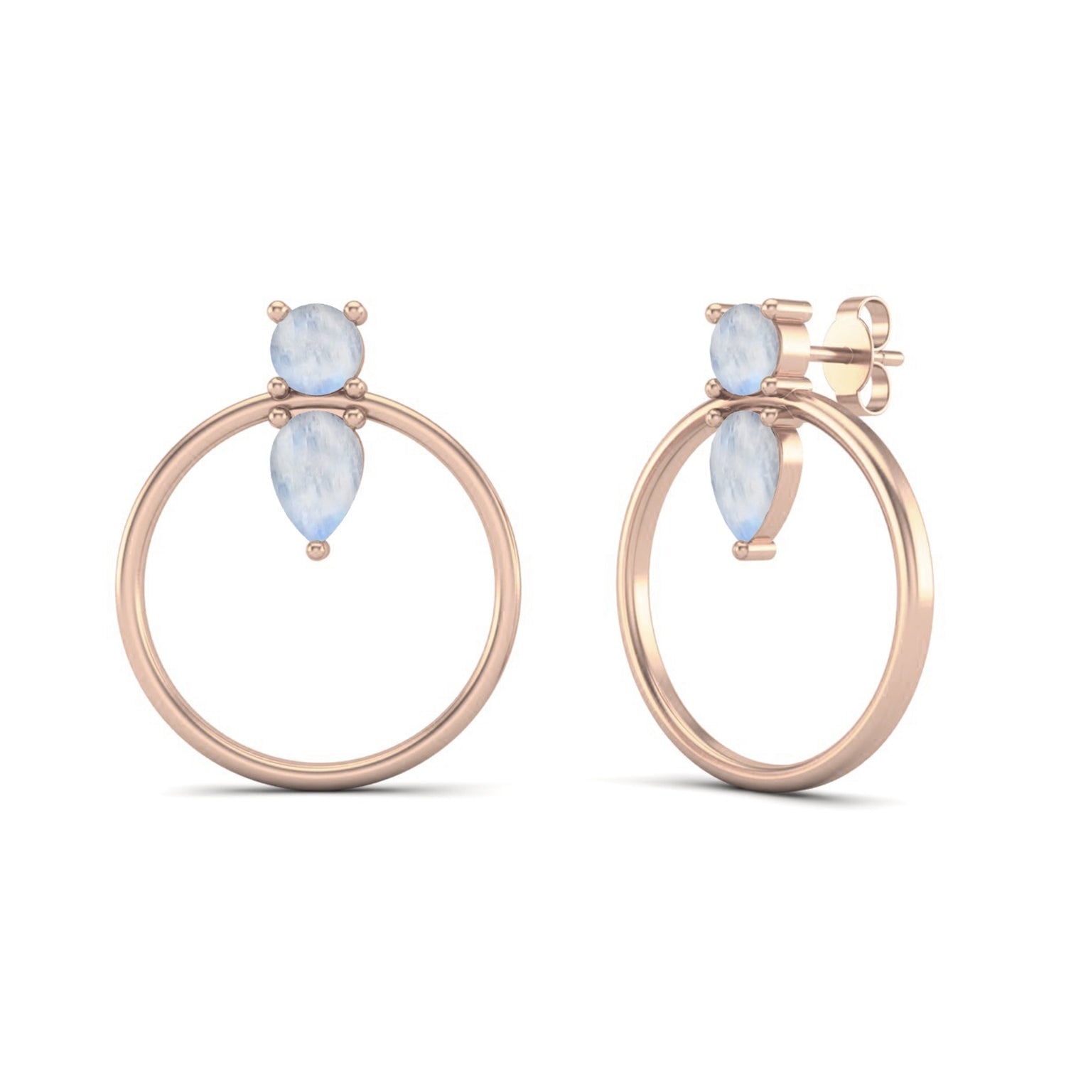 Orecchini a bottone in argento Sterling 925 a cerchio aperto, grandi orecchini rotondi, orecchini minimalisti, orecchini delicati, regalo per lei