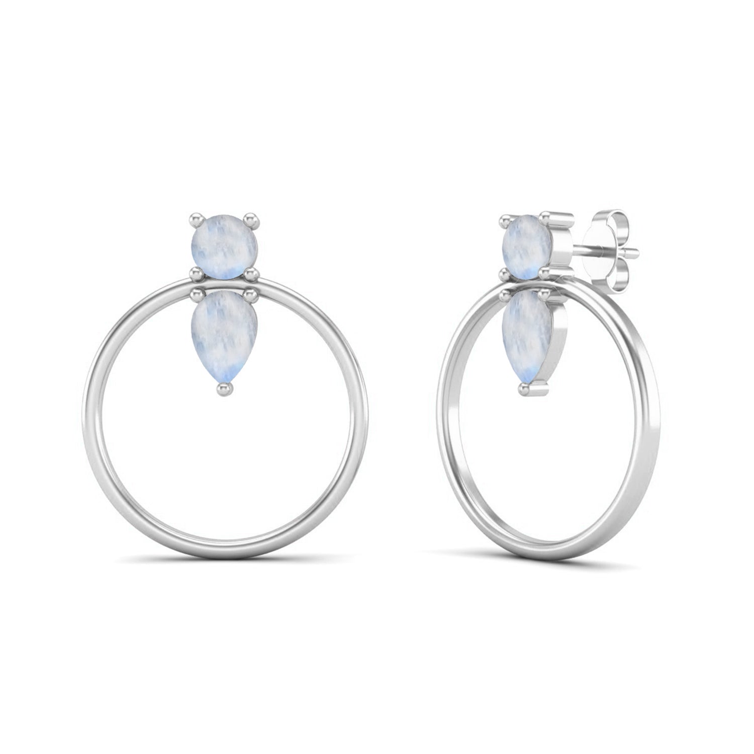 Orecchini a bottone in argento Sterling 925 a cerchio aperto, grandi orecchini rotondi, orecchini minimalisti, orecchini delicati, regalo per lei