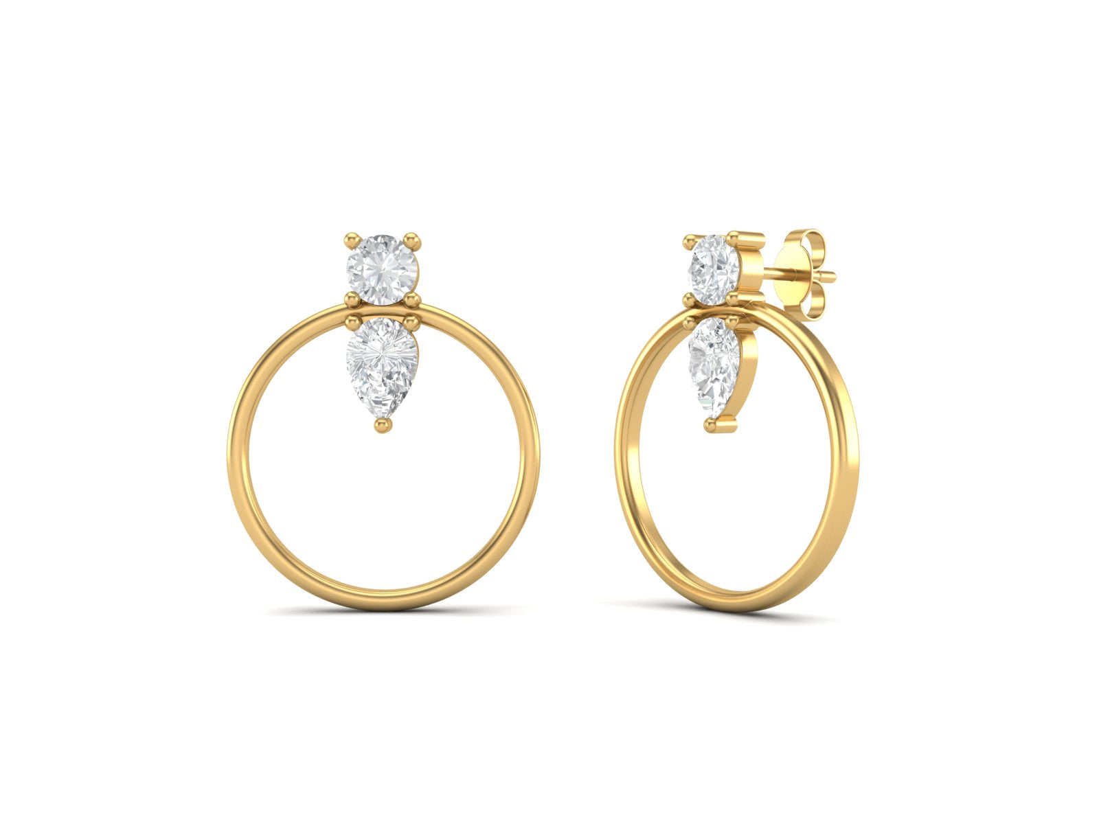 Moissanite 1.30 Ctw Hoop Earrings - 14K Fine Gold
