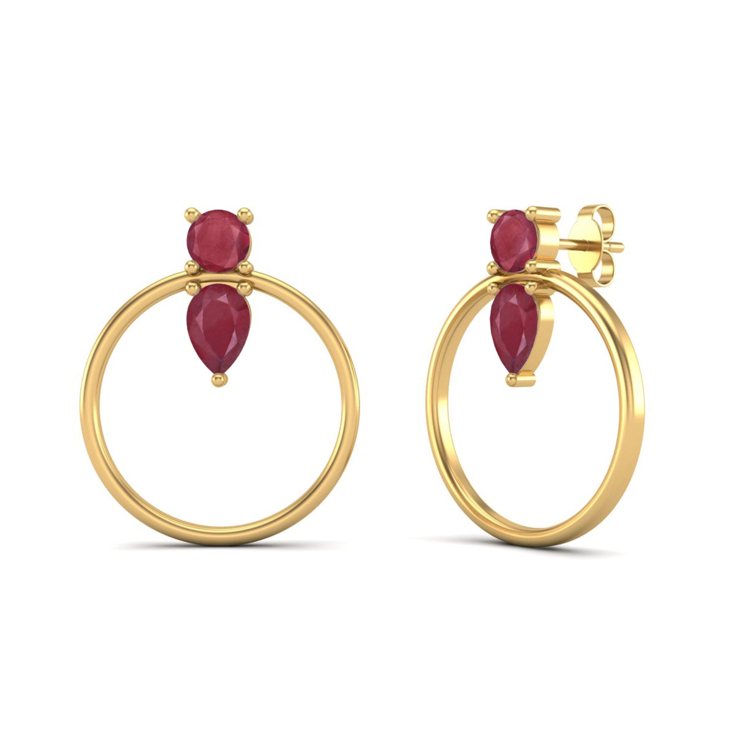 Orecchini a cerchio Full Eternity Moissanite con chiusura di design – Oro giallo 14k