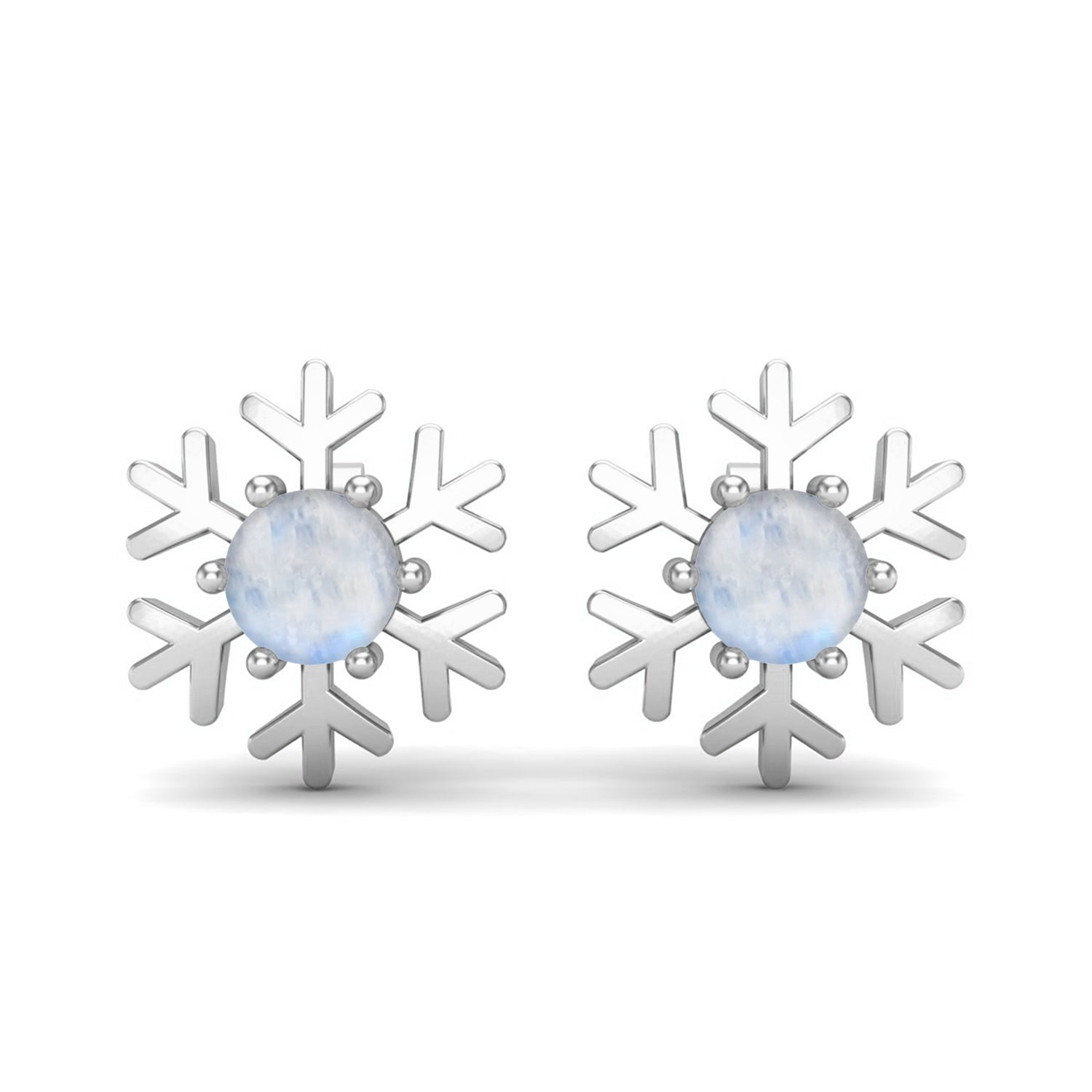 Moonstone Snowflake Stud Earrings -Sterling Silver