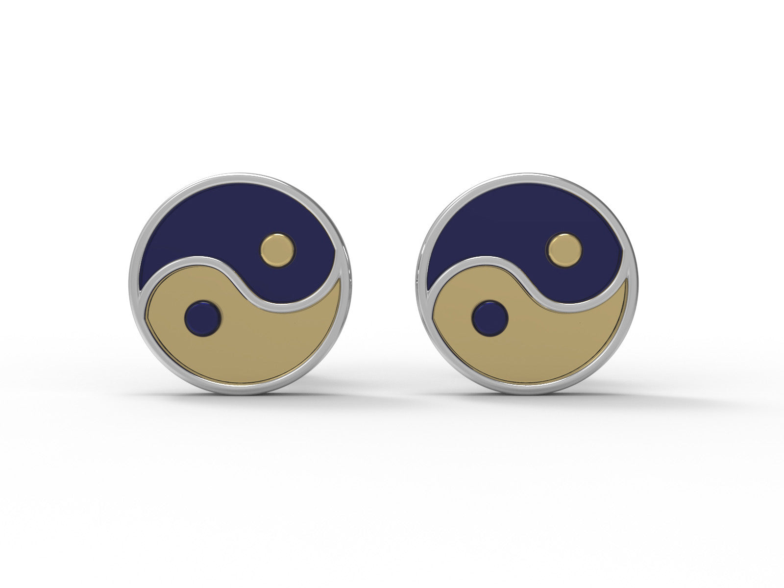 Yin Yang Enamel Stud Earrings - Sterling Silver