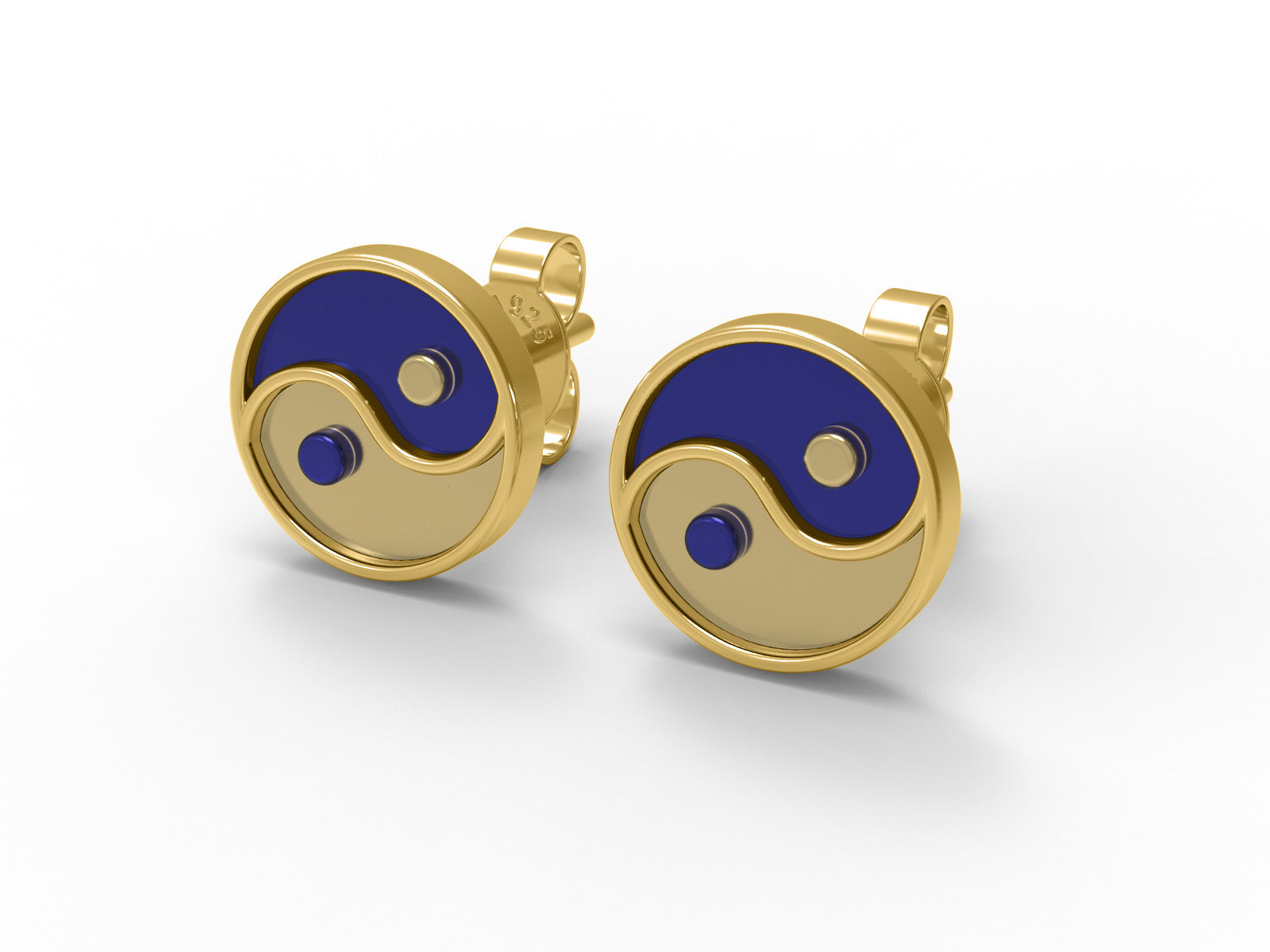 Yin Yang Enamel Stud Earrings - Sterling Silver