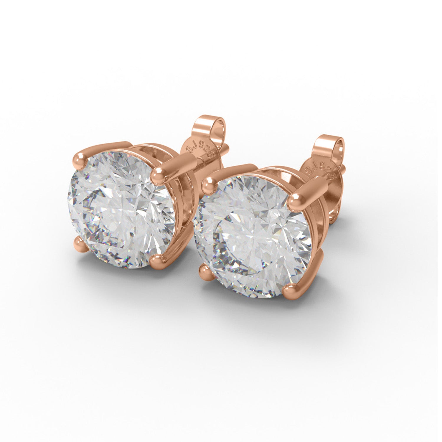 Moissanite Round Solitaire Stud - Sterling Silver