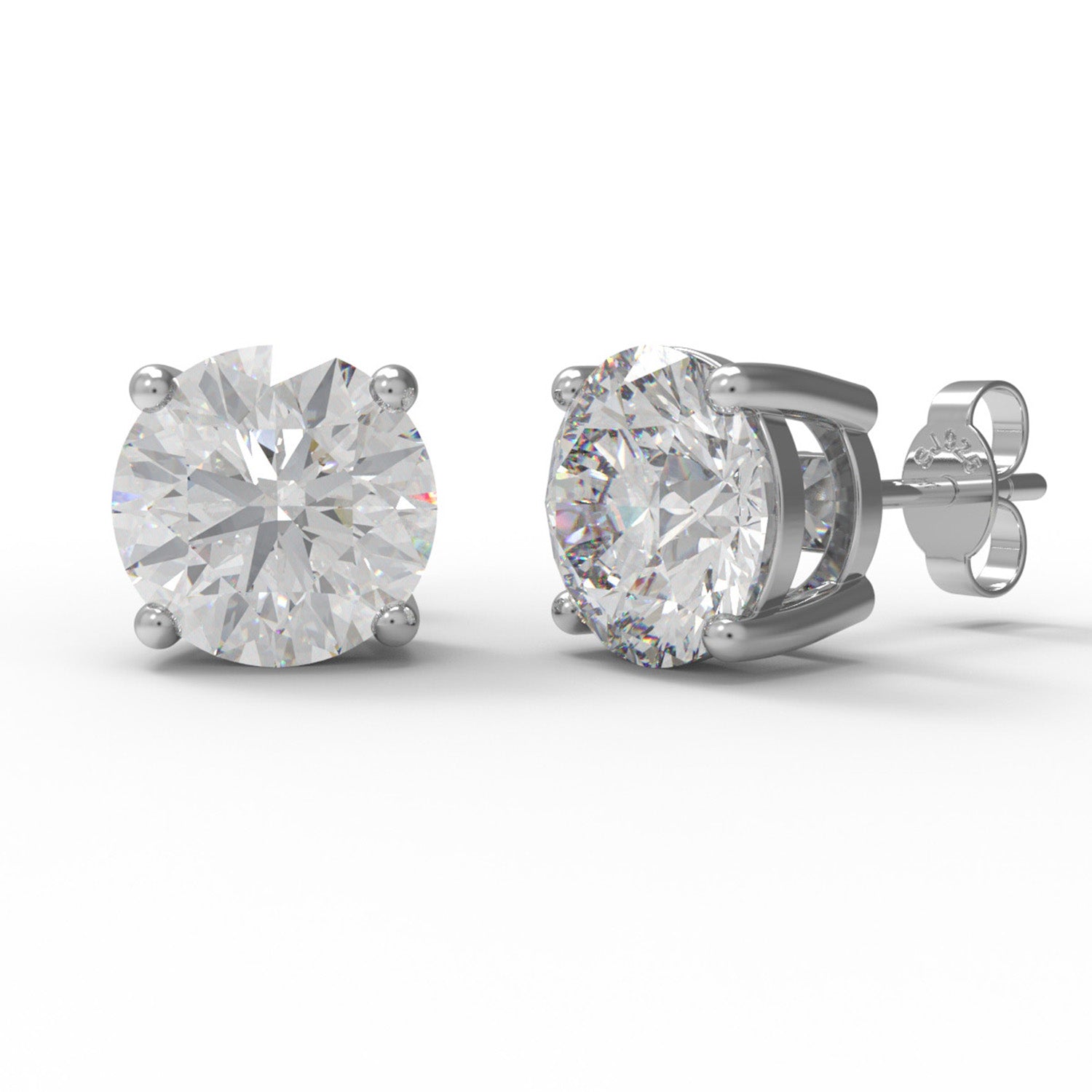 Moissanite Round Solitaire Stud - Sterling Silver