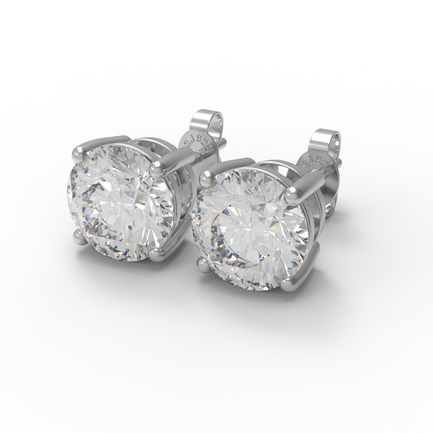 Moissanite Round Solitaire Stud - Sterling Silver