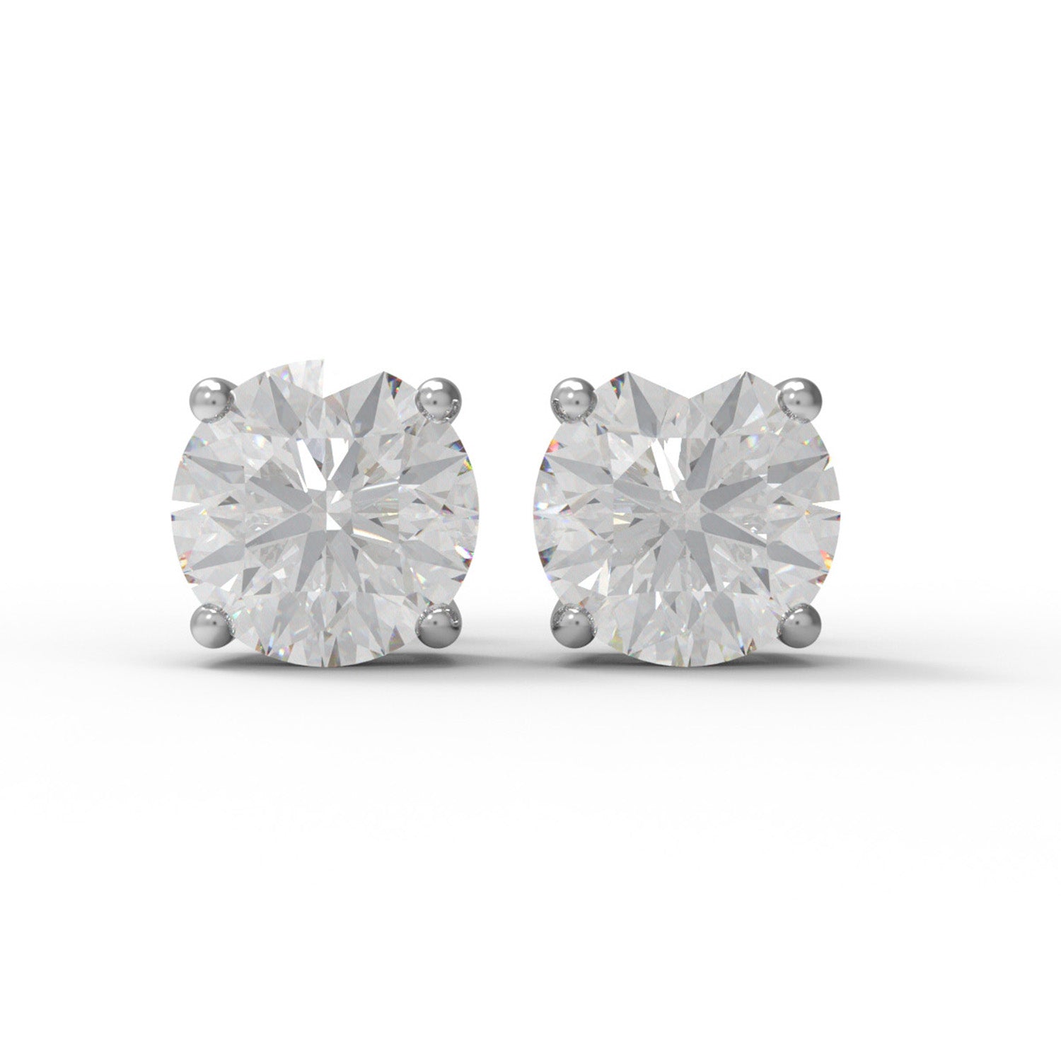 Moissanite Round Solitaire Stud - Sterling Silver