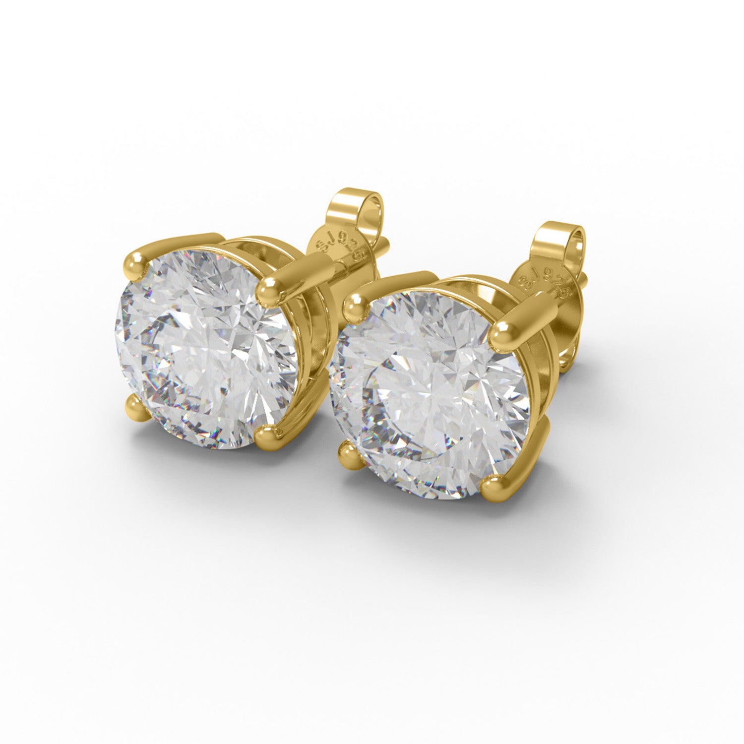 Moissanite Round Solitaire Stud - Sterling Silver