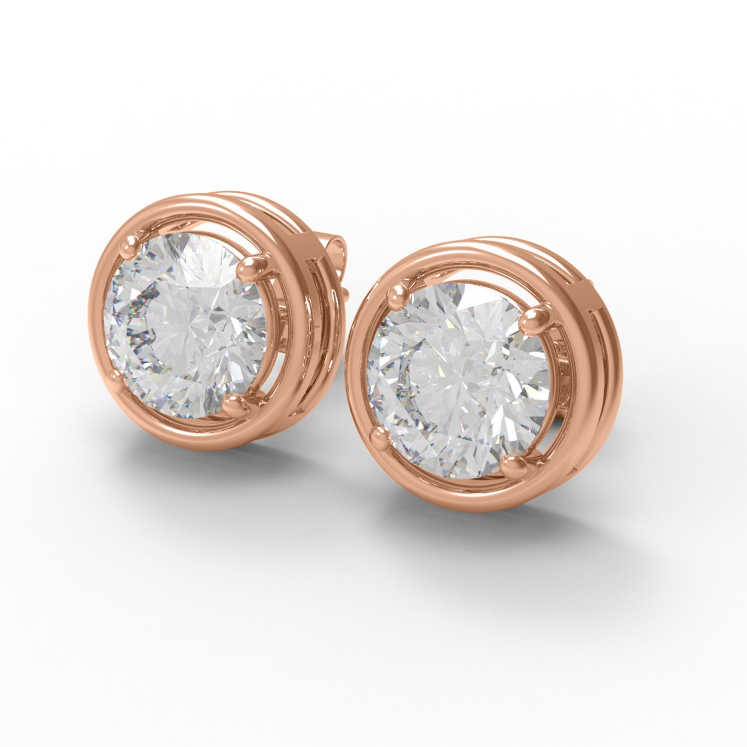 Moissanite Round Bezel Set Solitaire Stud - Sterling Silver