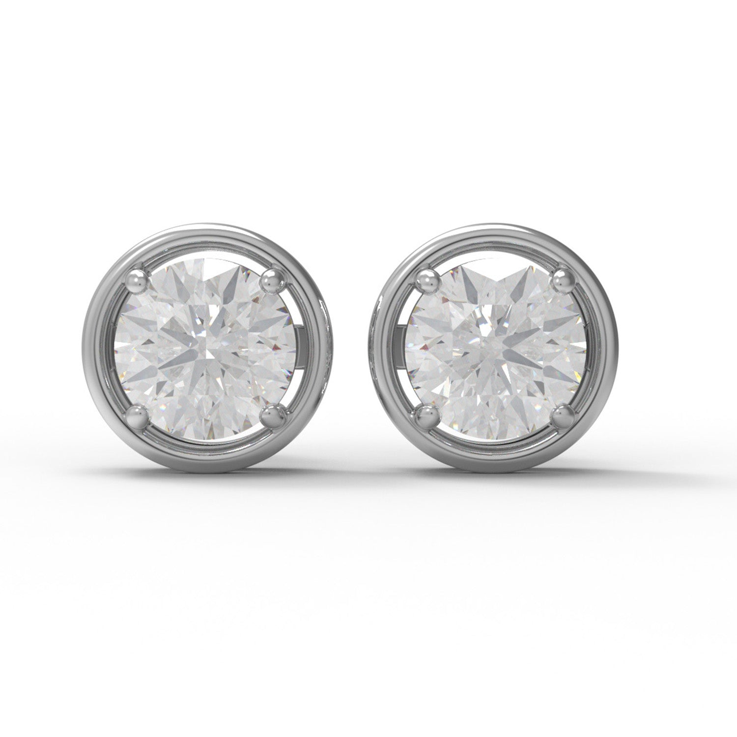 Moissanite Round Bezel Set Solitaire Stud - Sterling Silver