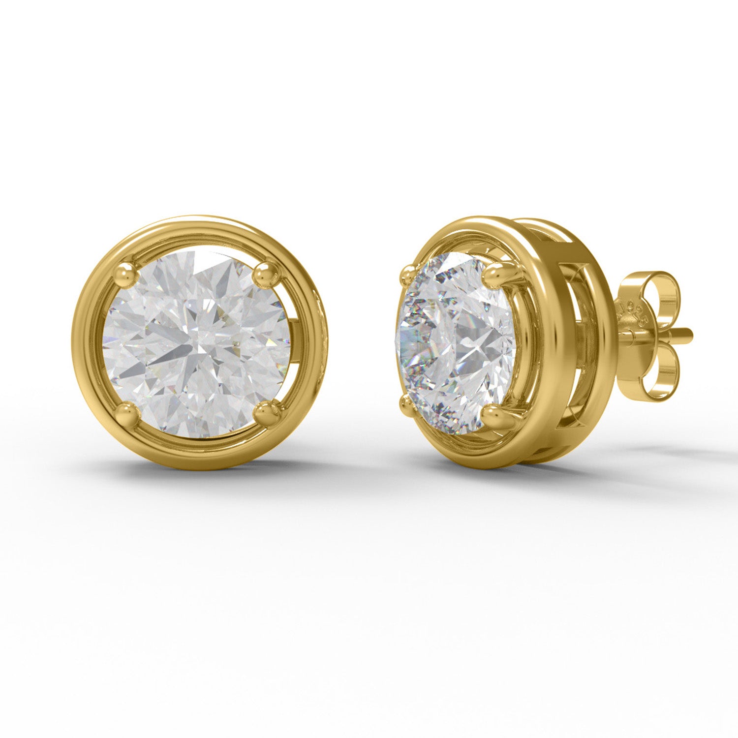 Moissanite Round Bezel Set Solitaire Stud - Sterling Silver