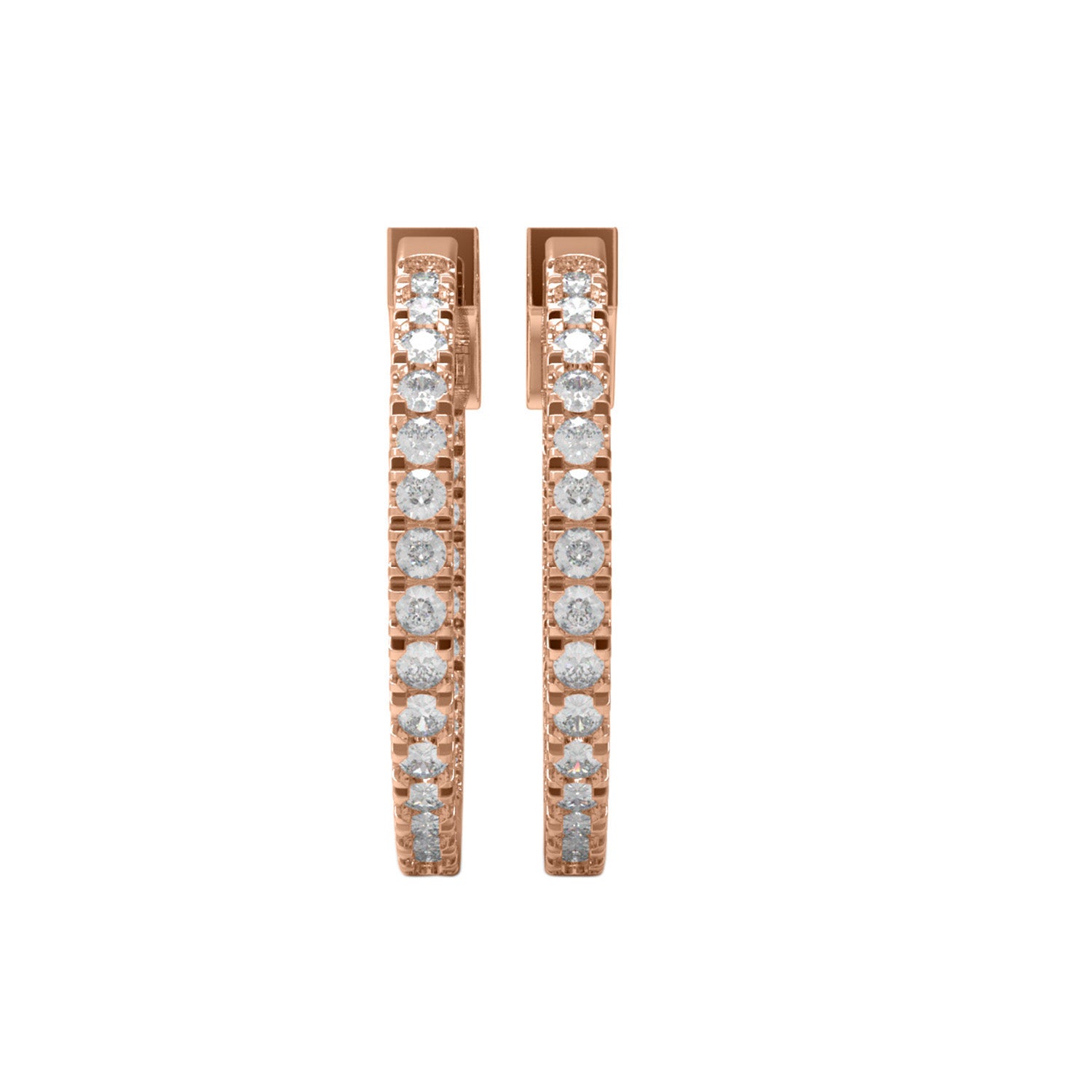 Full Eternity Moissanite Hoop Earrings with Designer Clasp – 14k Yellow Gold