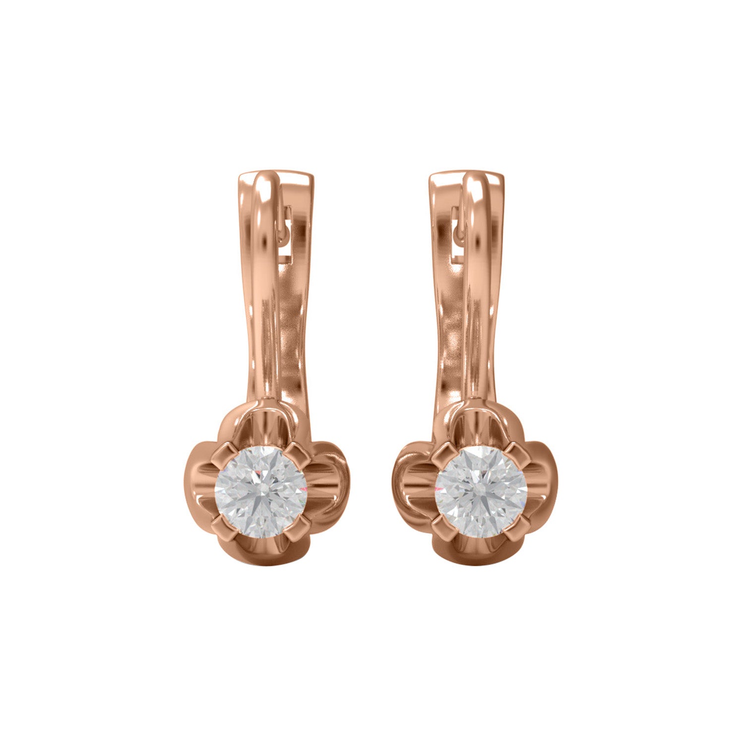 Moissanite Elegant Petal Prong Drop Earrings – Sterling Silver